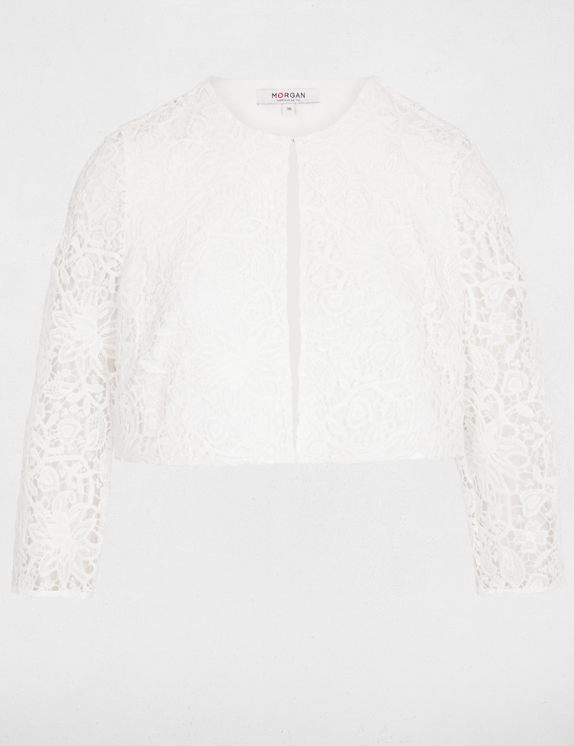 Bolero de encaje entallado blanco mujer