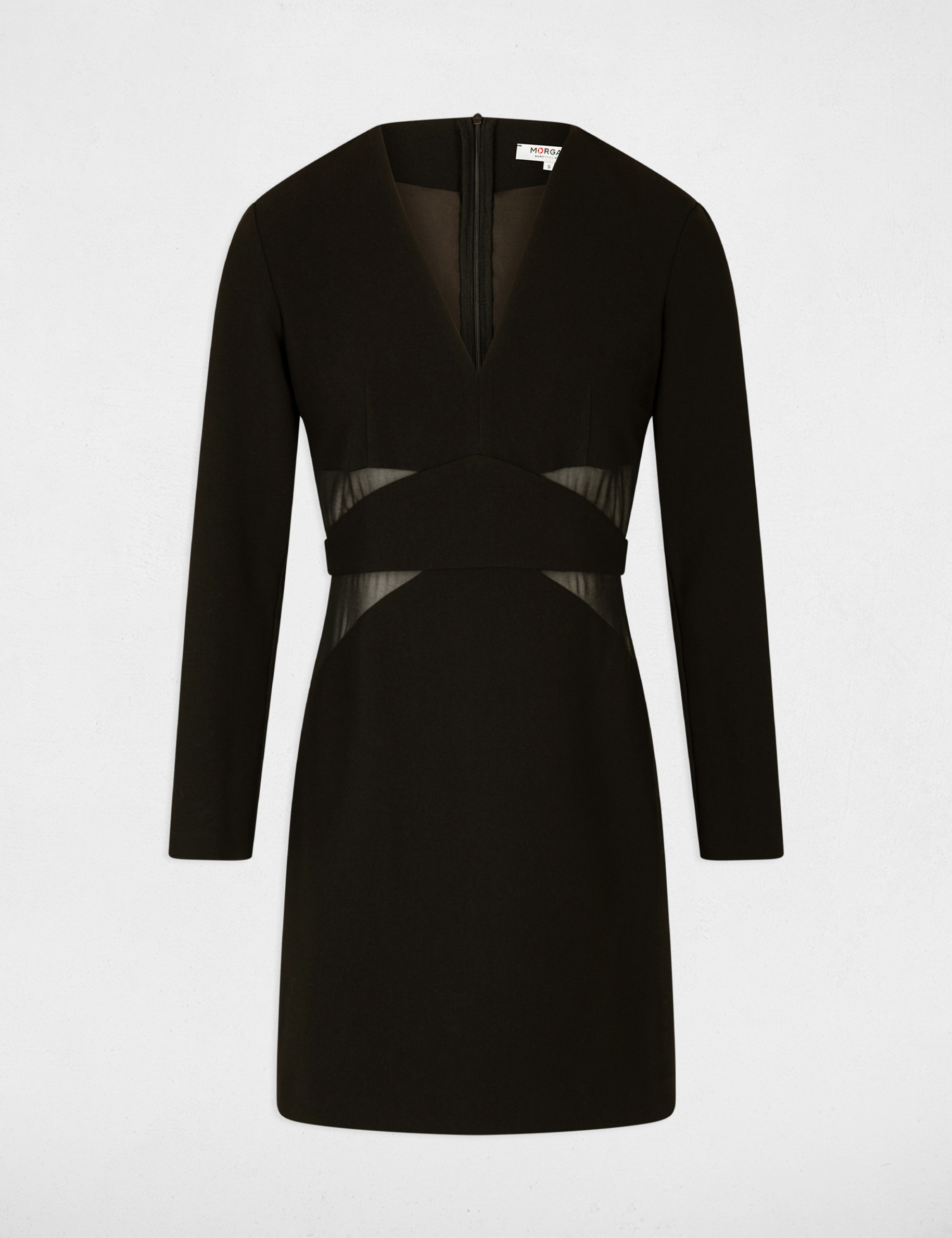 Vestido ajustado detalles transparente negro mujer