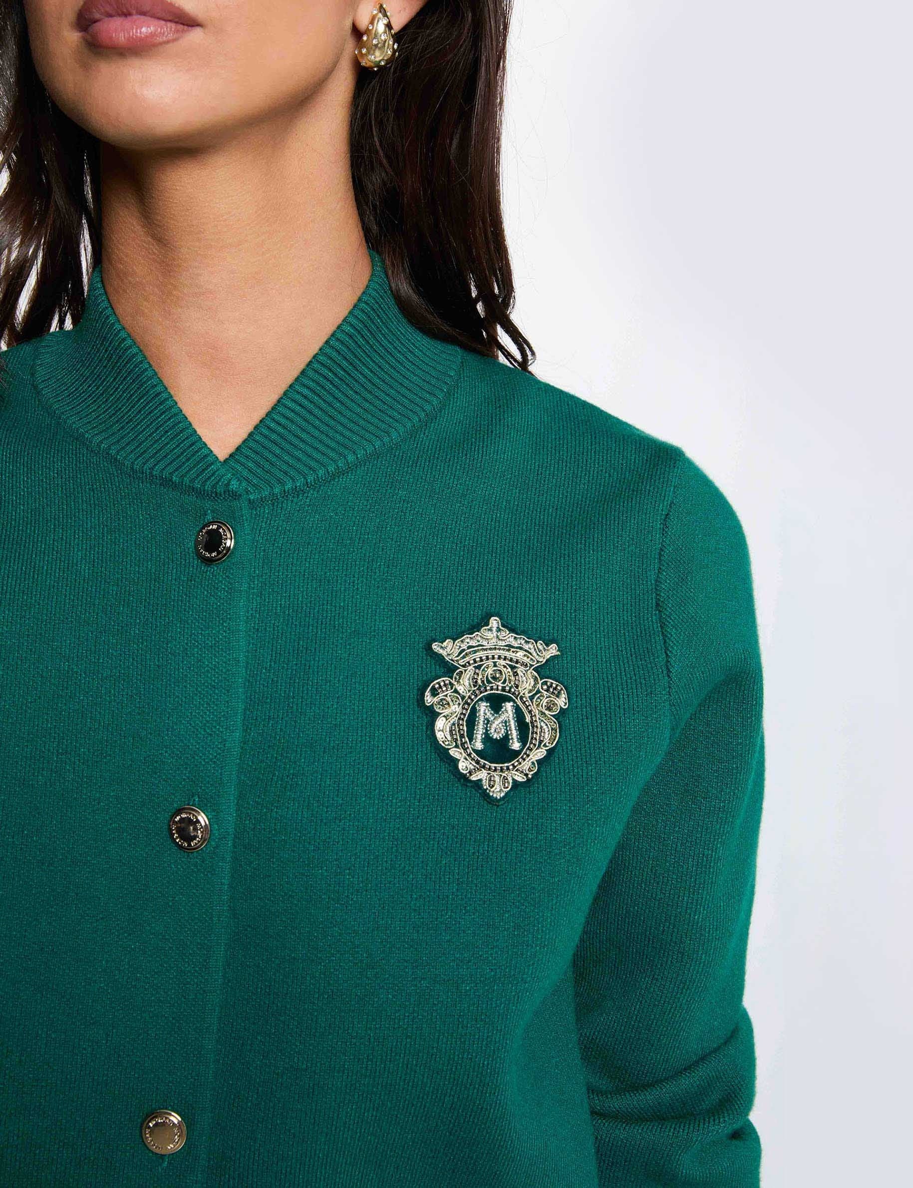 Jersey con cuello teddy verde mujer