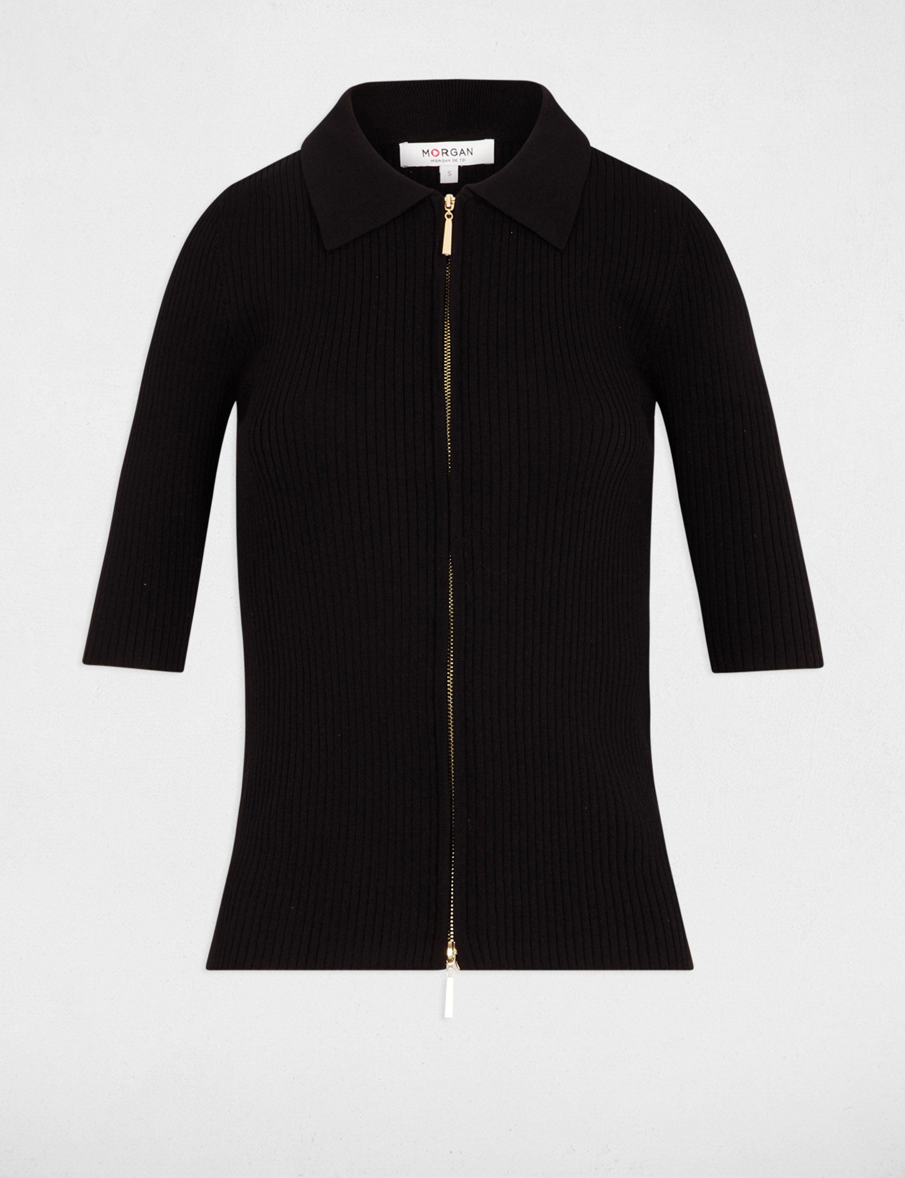 cardigan manga 34 negro mujer Cárdigan manga 3/4 negro mujer