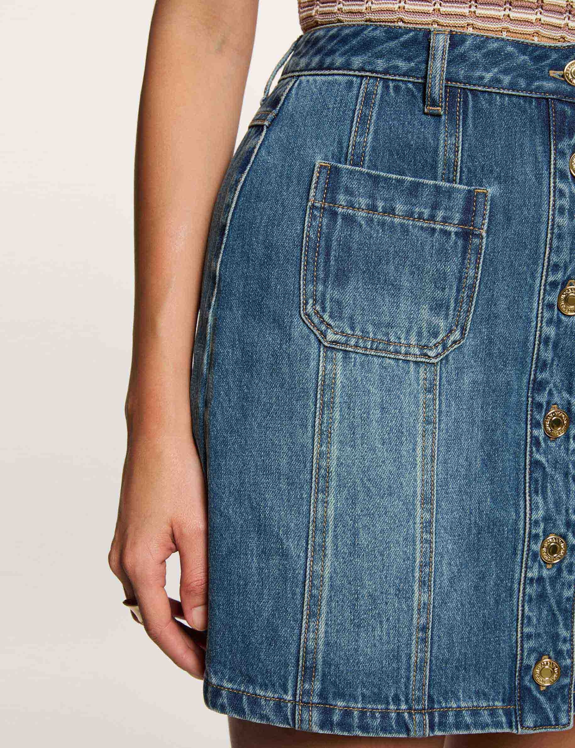 Falda corta ajustada denim stone mujer