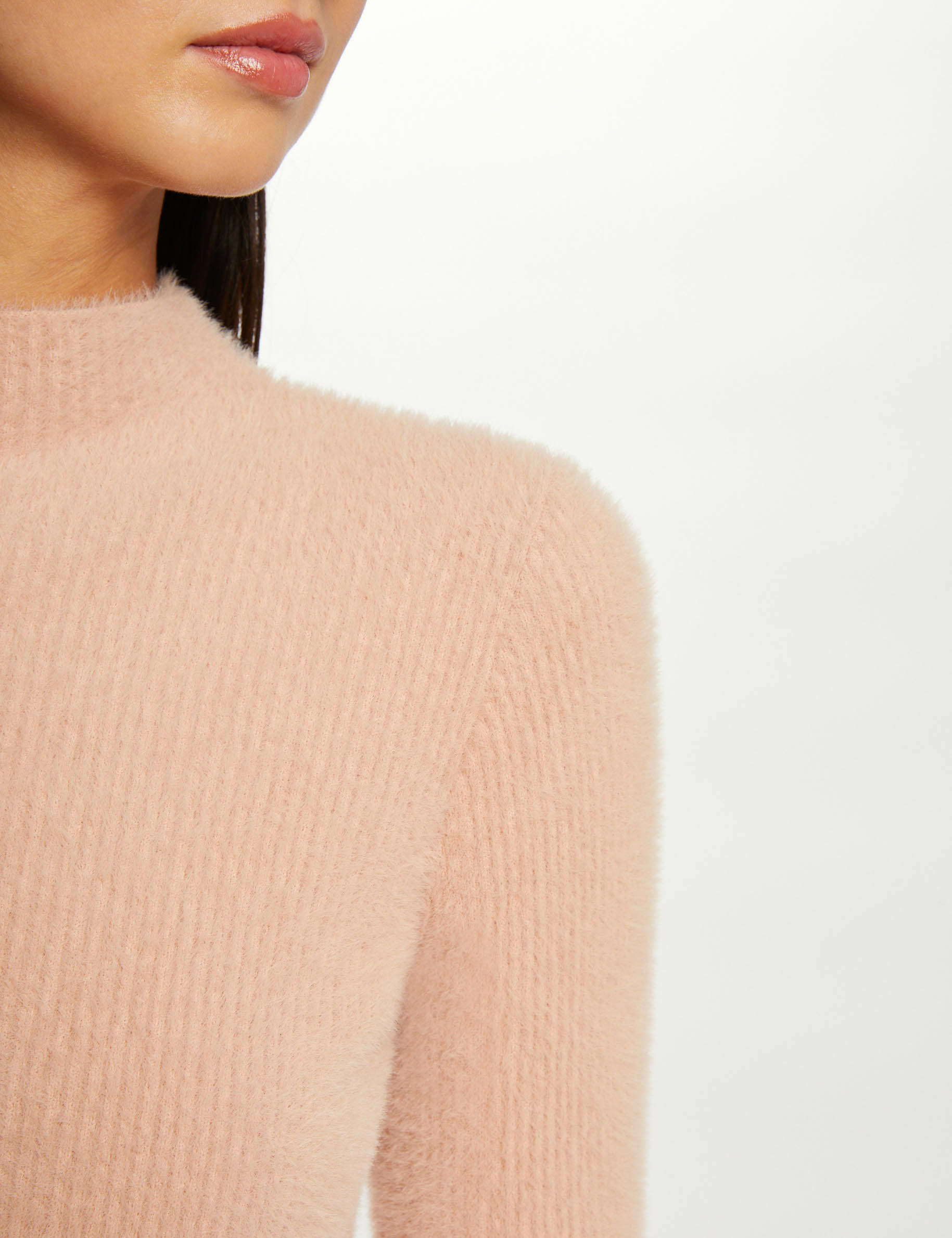 Jersey manga larga punto aterciopelado rosa mujer