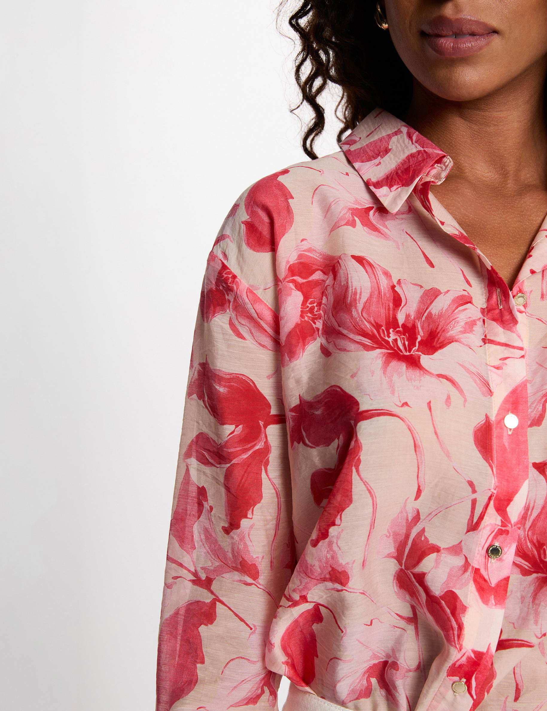 Camisa con cuello vuelto multicolor mujer