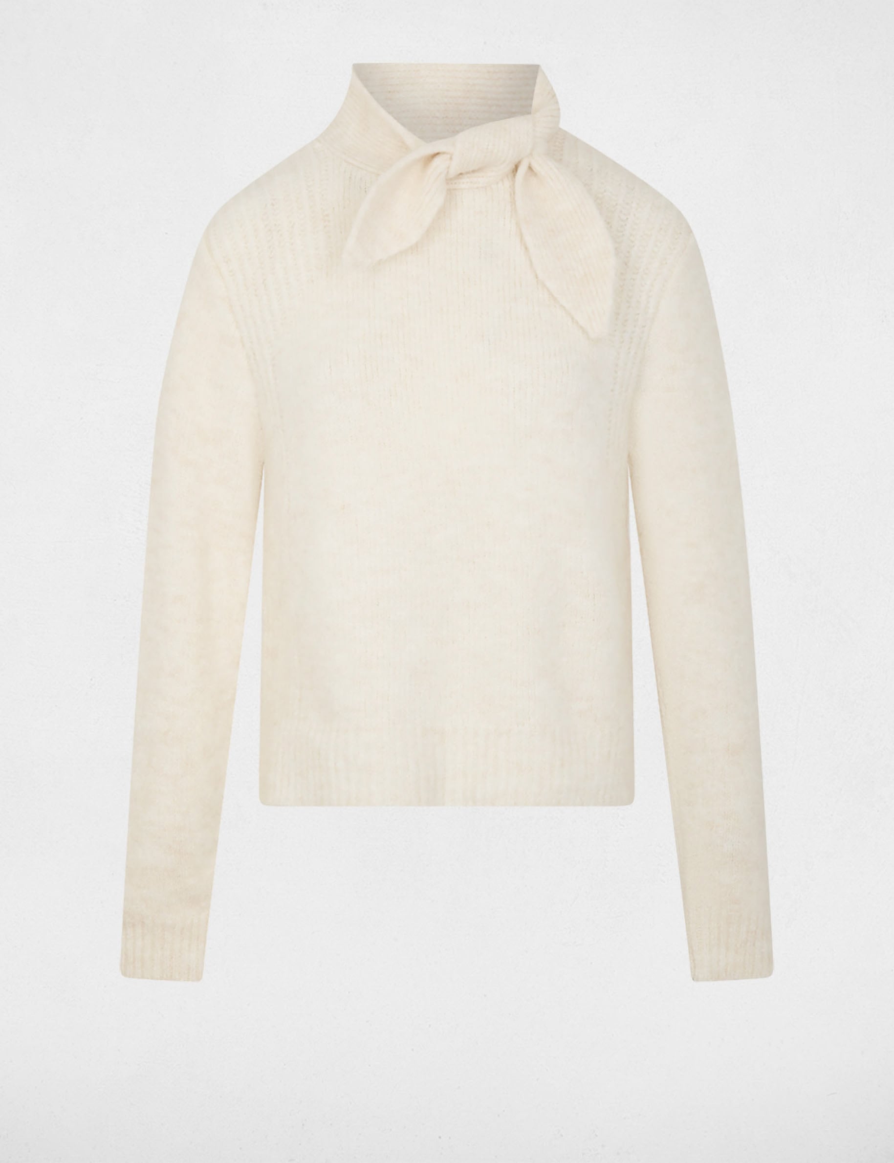 Jersey de cuello alto marfil mujer