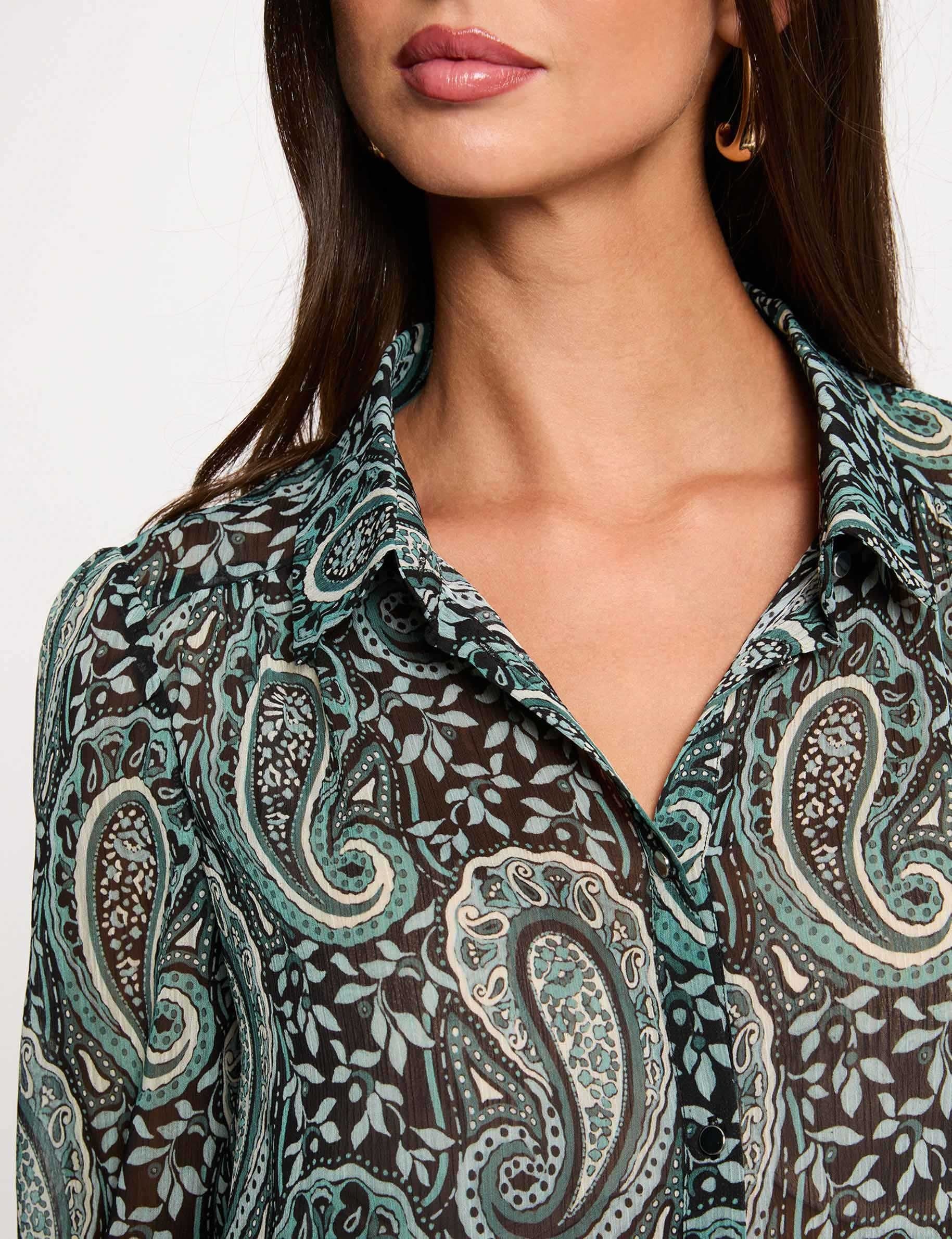 Camisa fluida estampada multicolor mujer