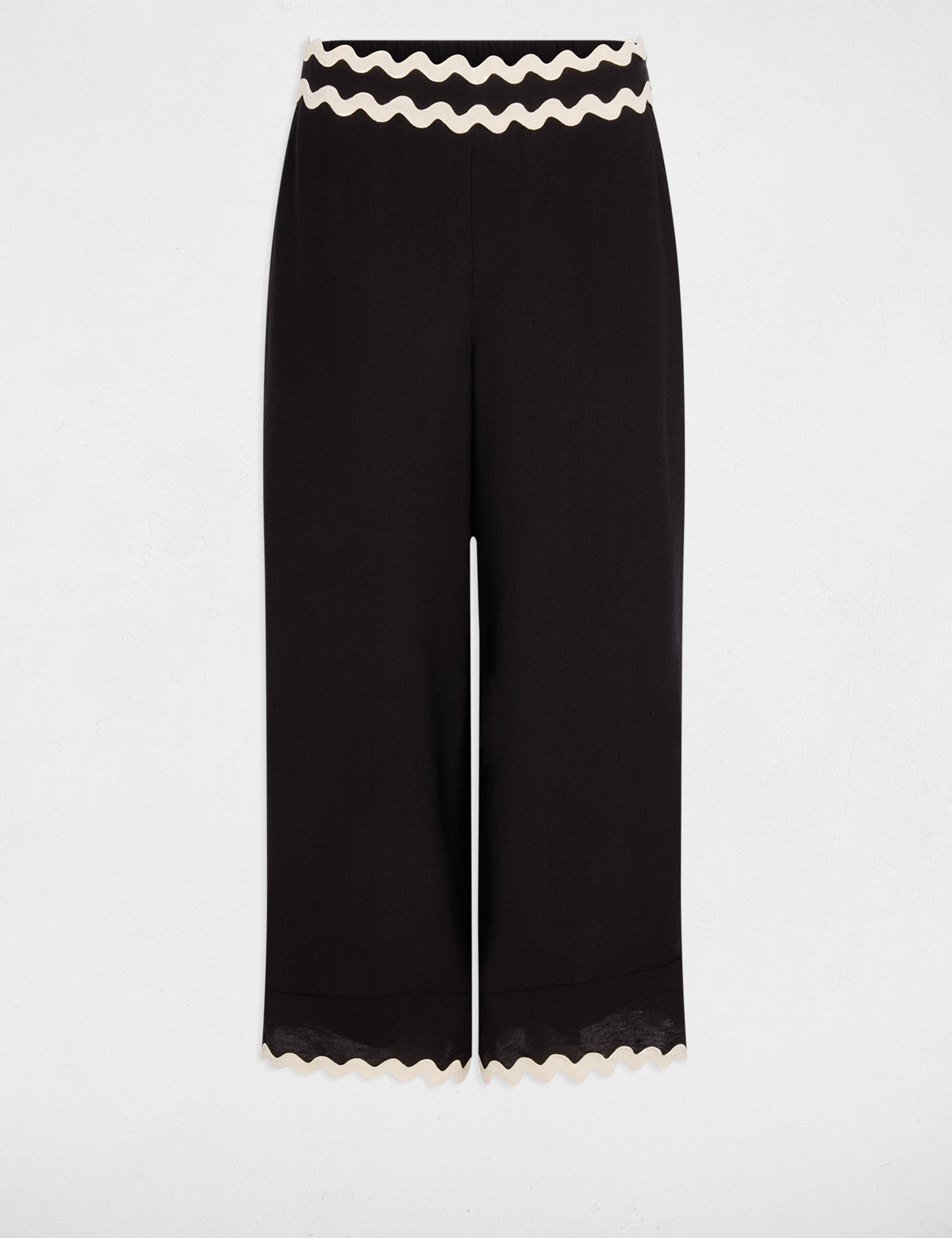 Pantal&oacute;n ancho 7/8 negro mujer