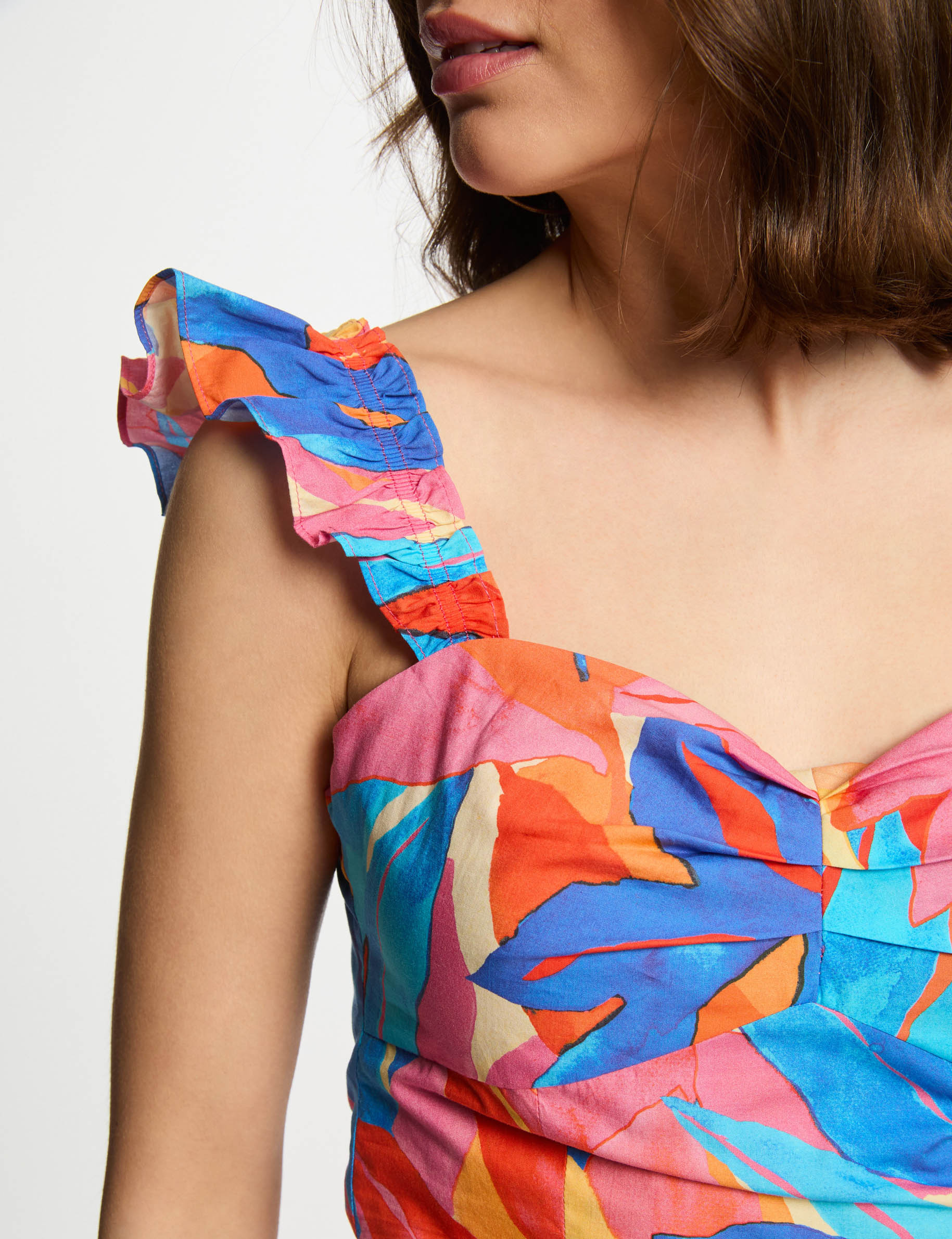 top estampado volantes multicolor mujer Top estampado volantes multicolor mujer