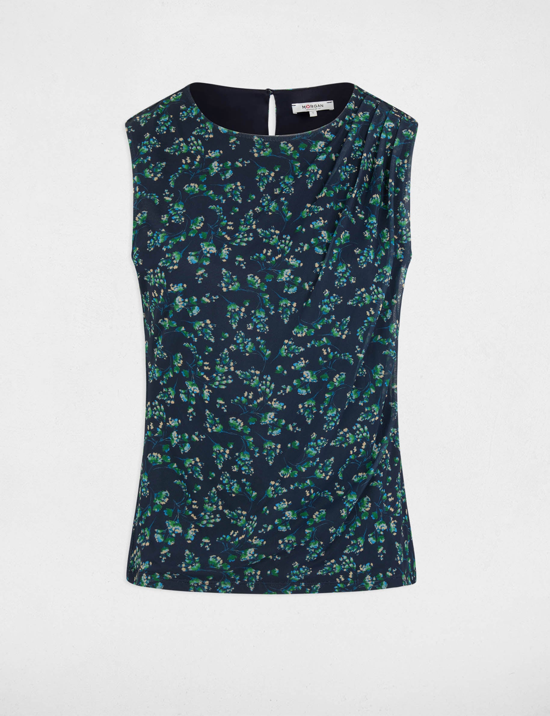 Top drapeado sin mangas multicolor mujer