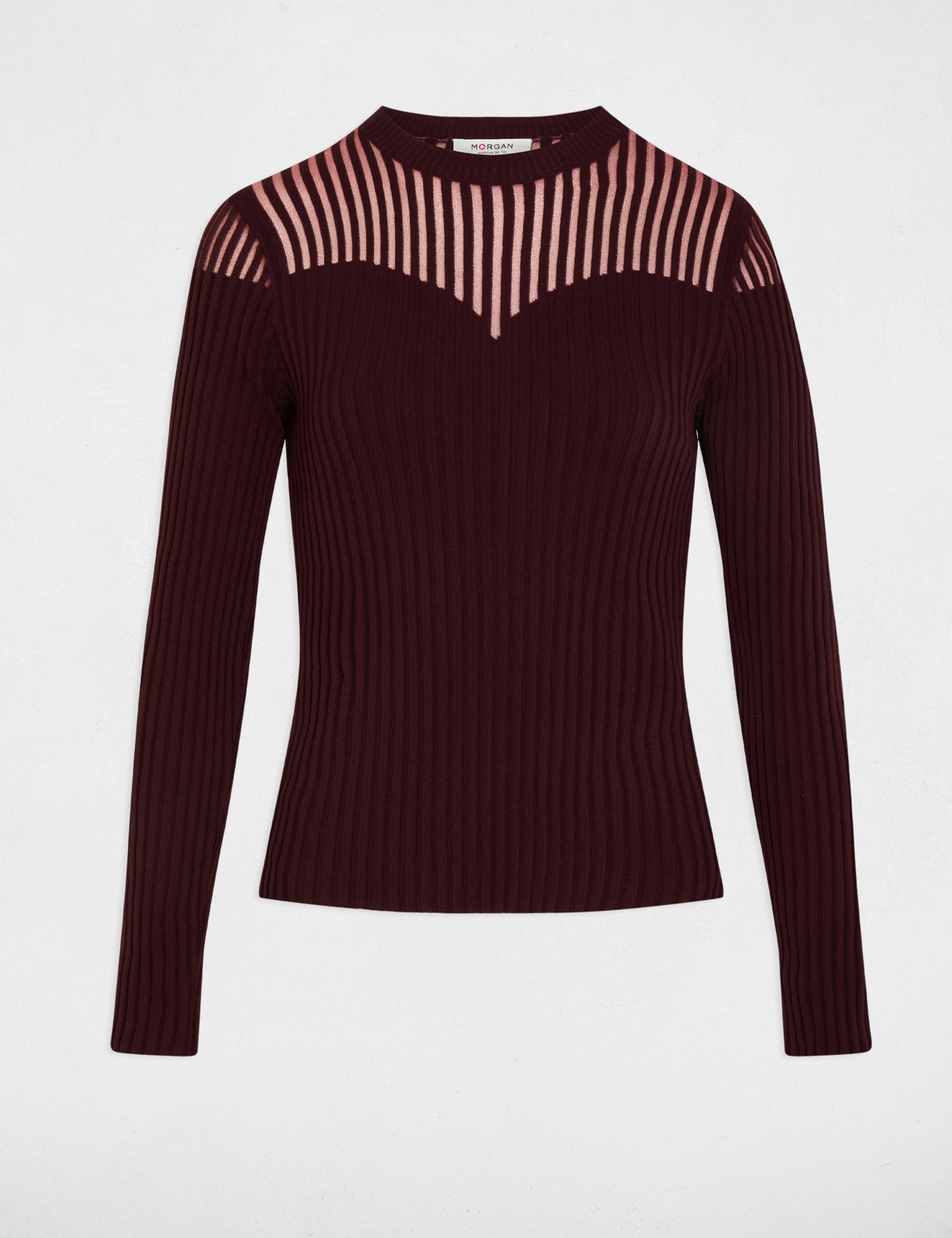 Jersey manga larga ciruela mujer