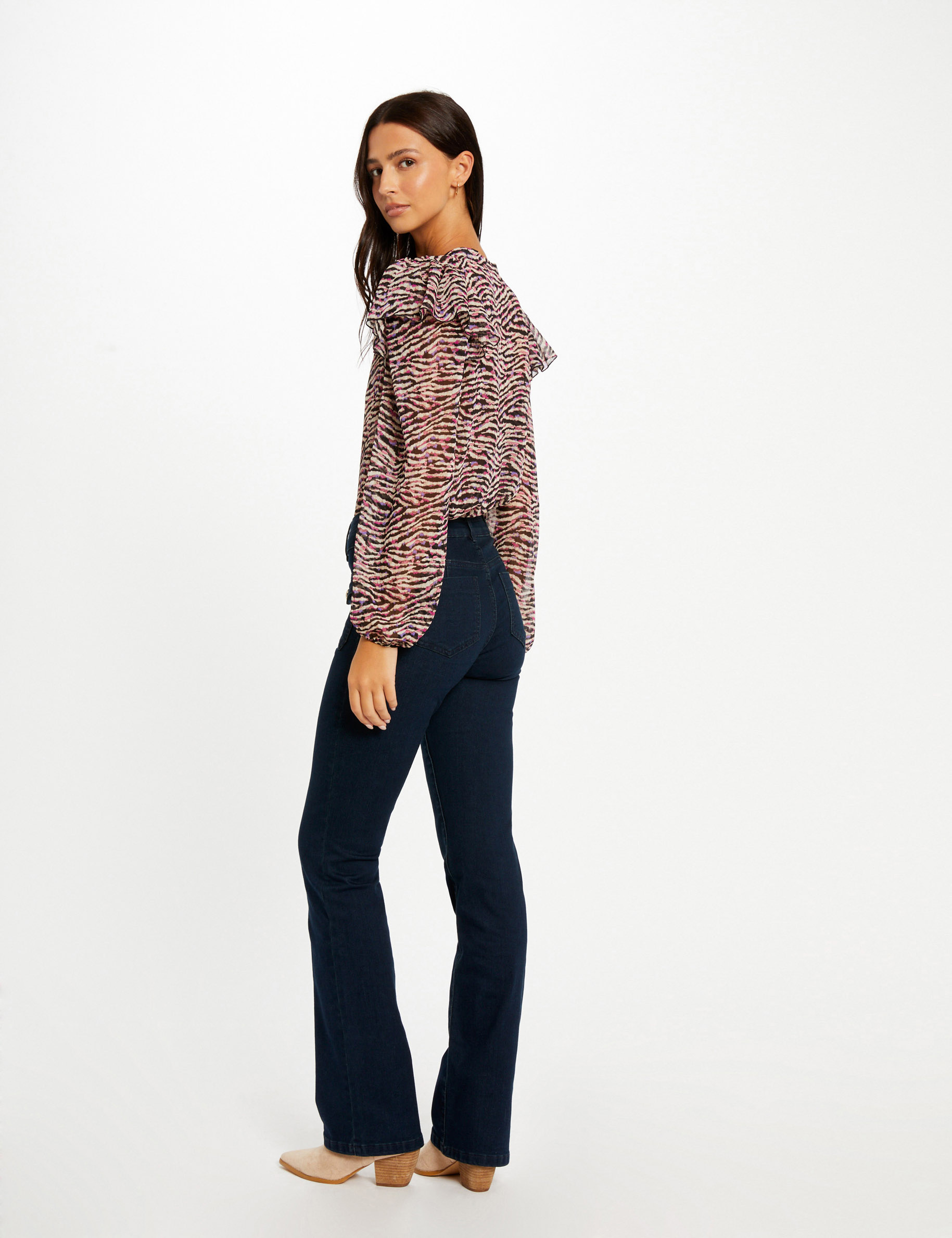 Blusa manga larga estampado animal multico mujer