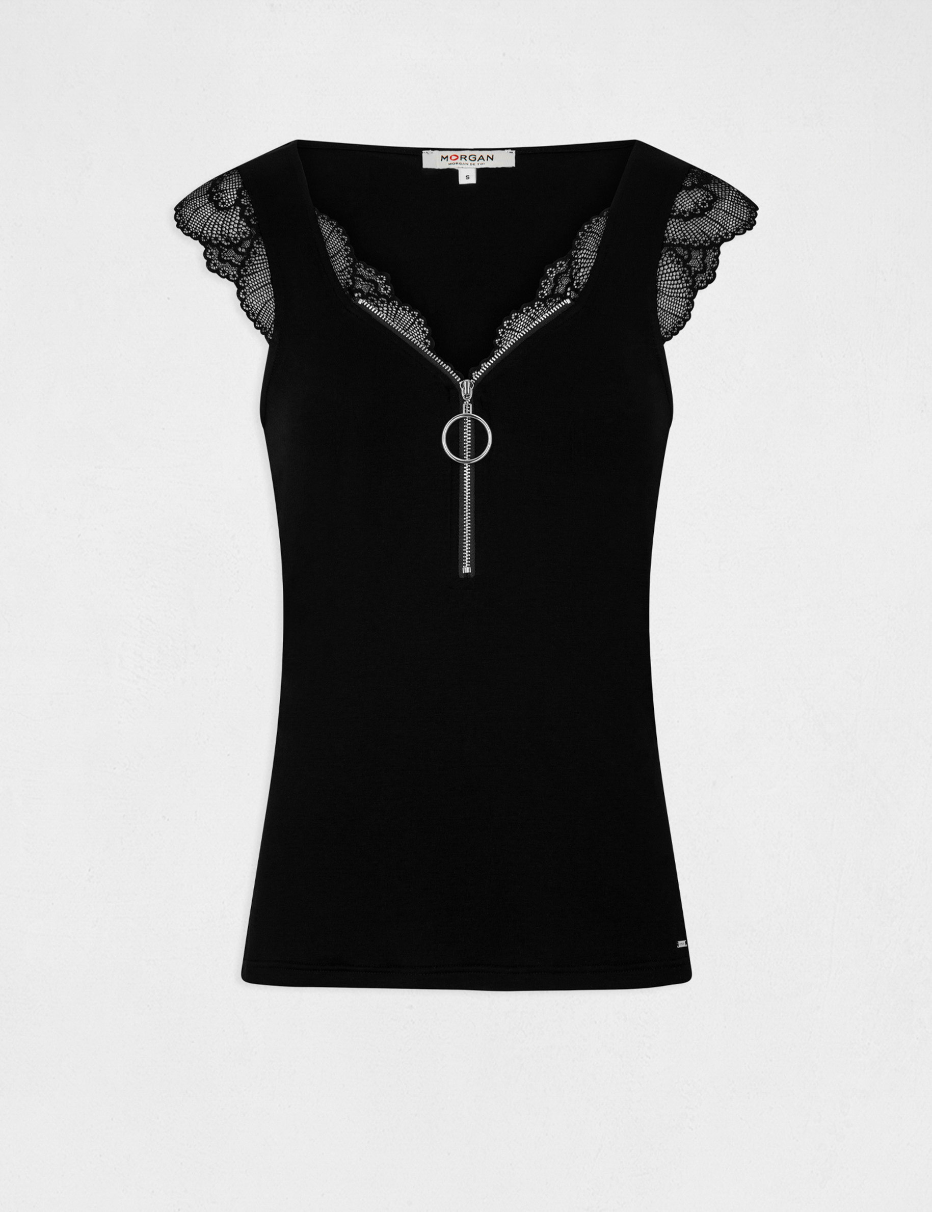 top tirantes anchos detalle cremallera negro mujer Top tirantes anchos detalle cremallera negro mujer