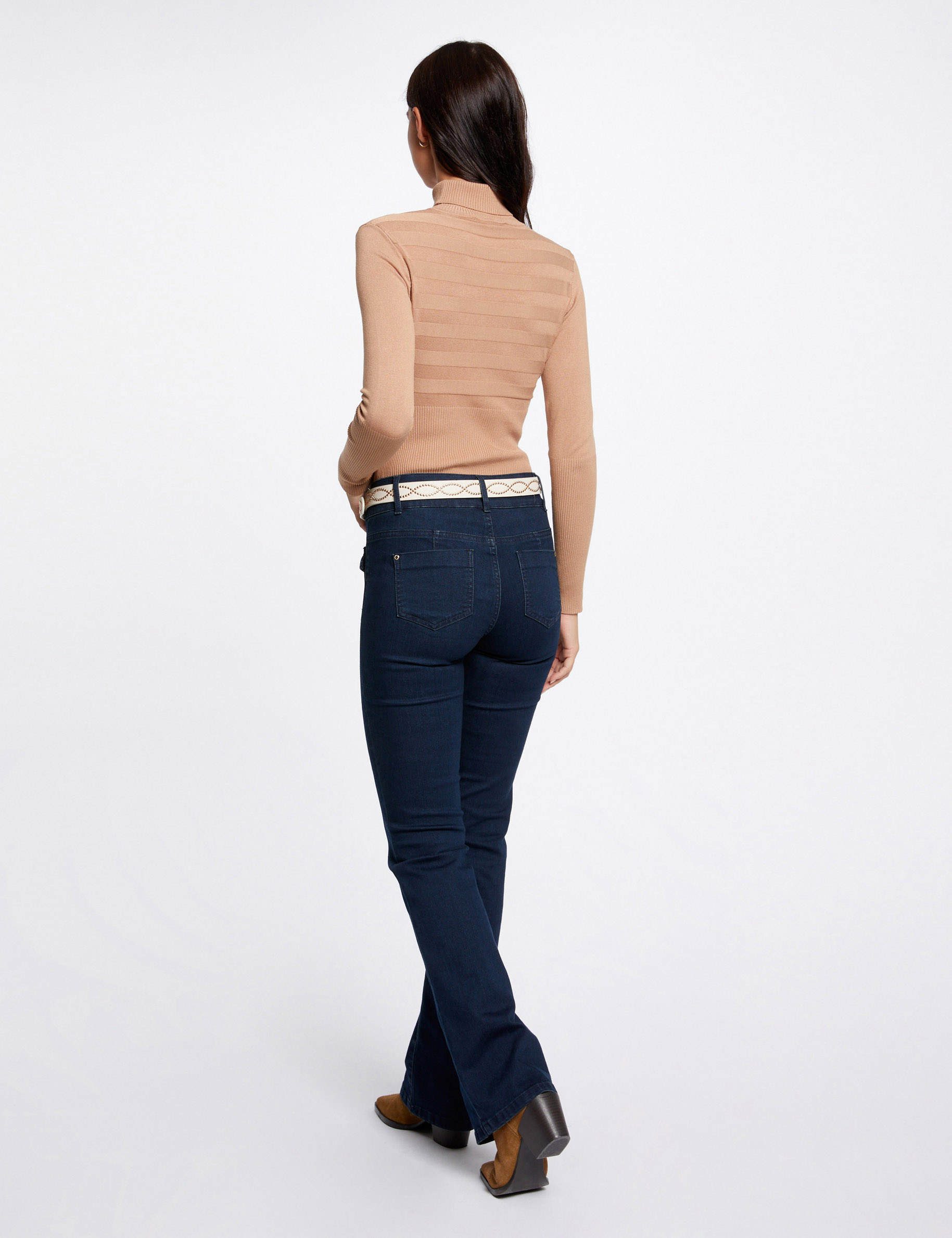 Jersey ajustado de cuello alto c&aacute;mel mujer