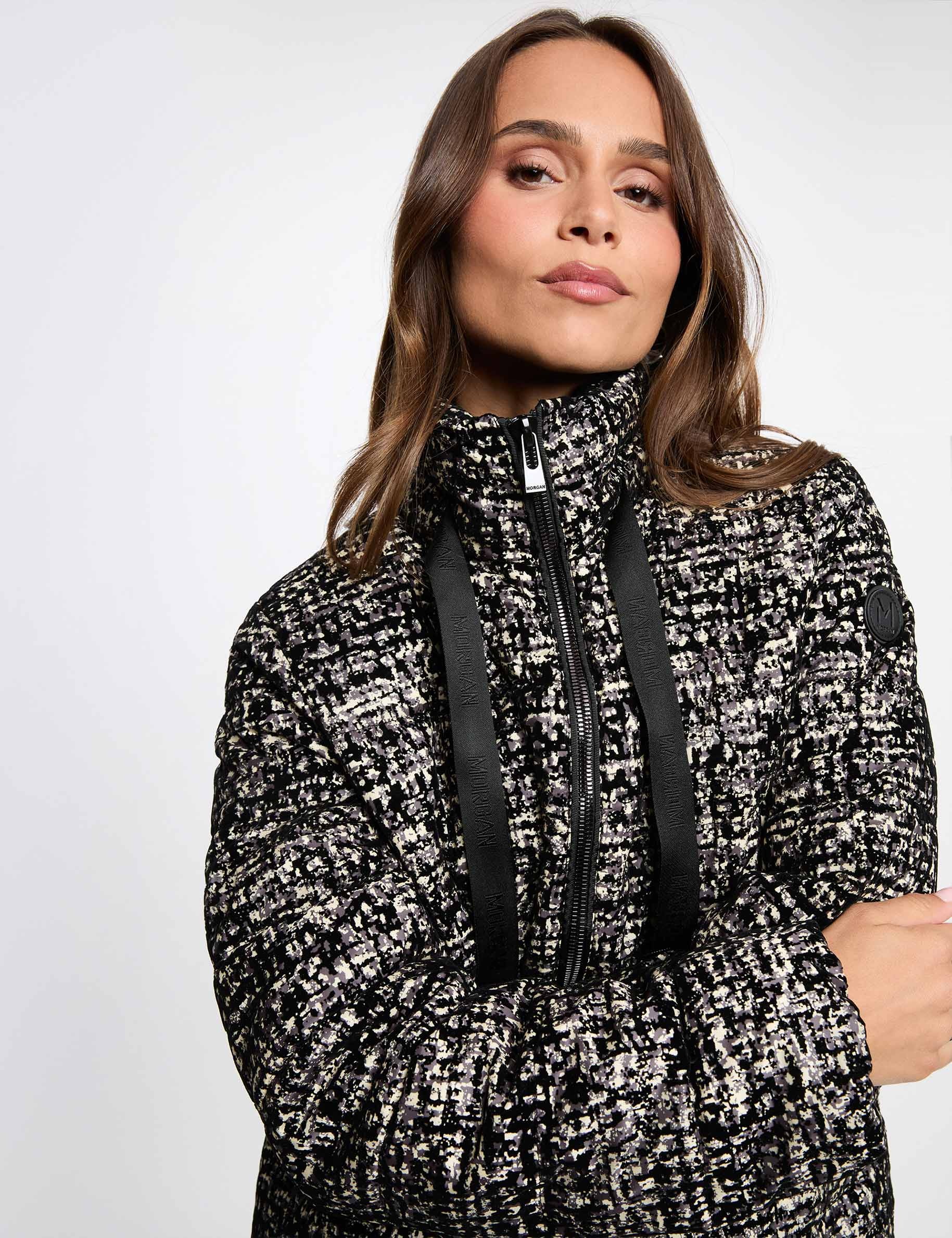 Chaqueta tweed con cuello alto multicolor mujer