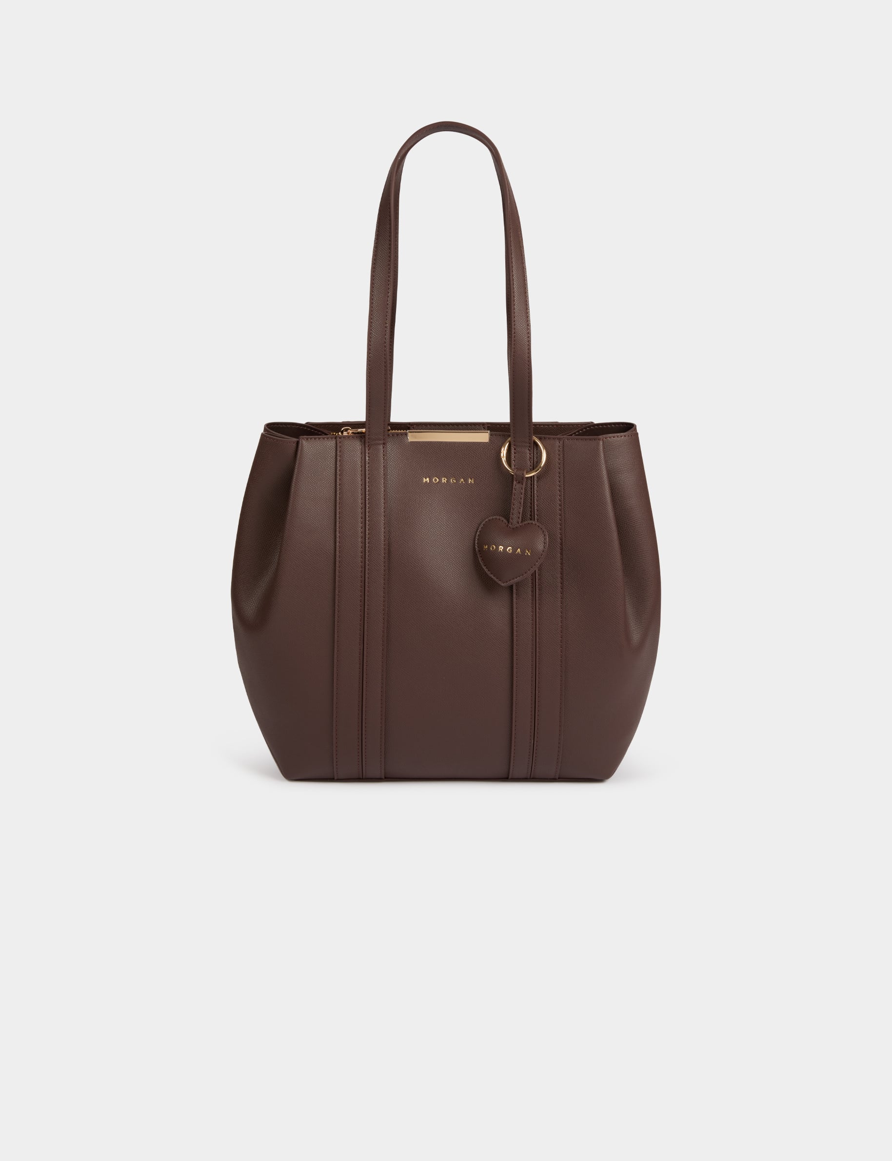 Bolso tote de piel sint&eacute;tica marr&oacute;n oscuro mujer