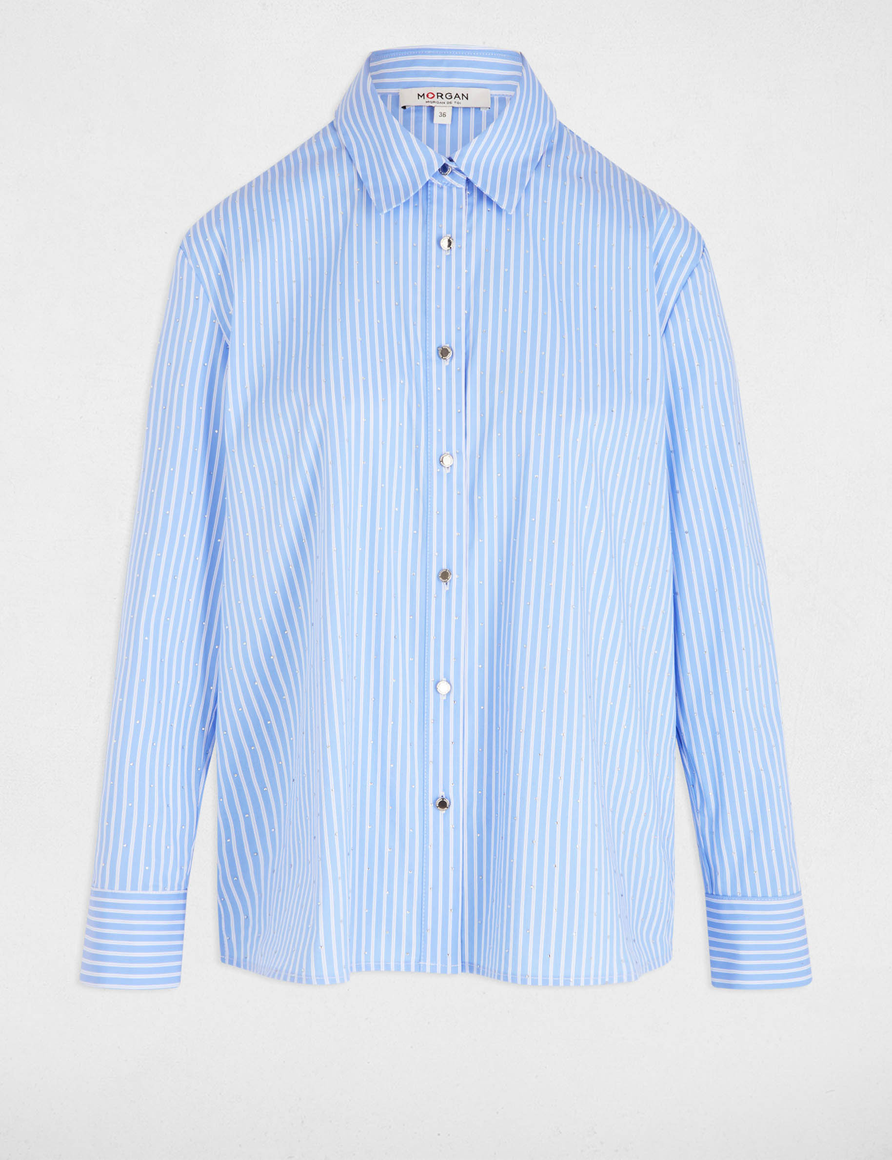camisa manga larga rayas azul cielo mujer Camisa manga larga rayas azul cielo mujer