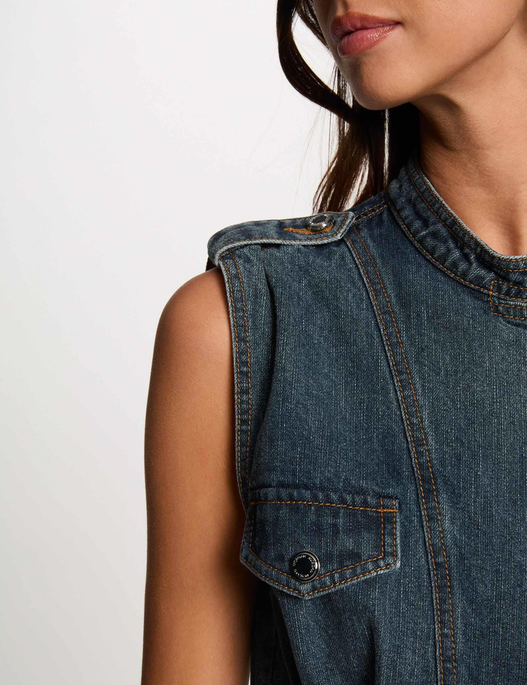 Vestido de vaquero corto recto denim stone mujer