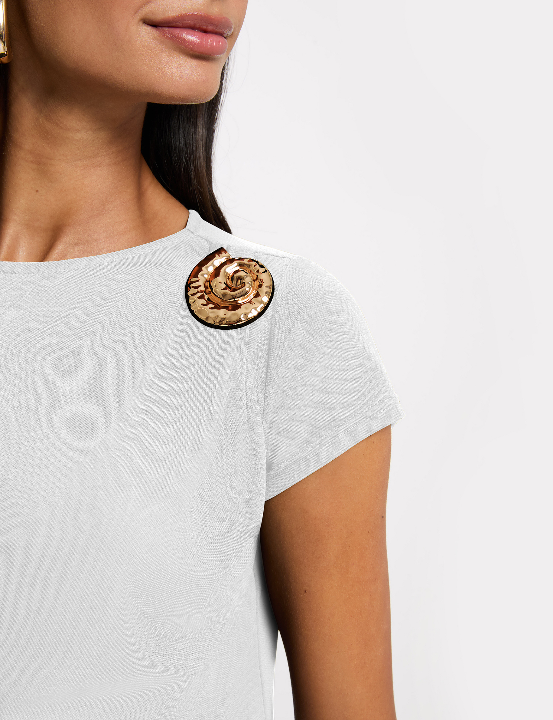 Camiseta cuello redondo blanco mujer