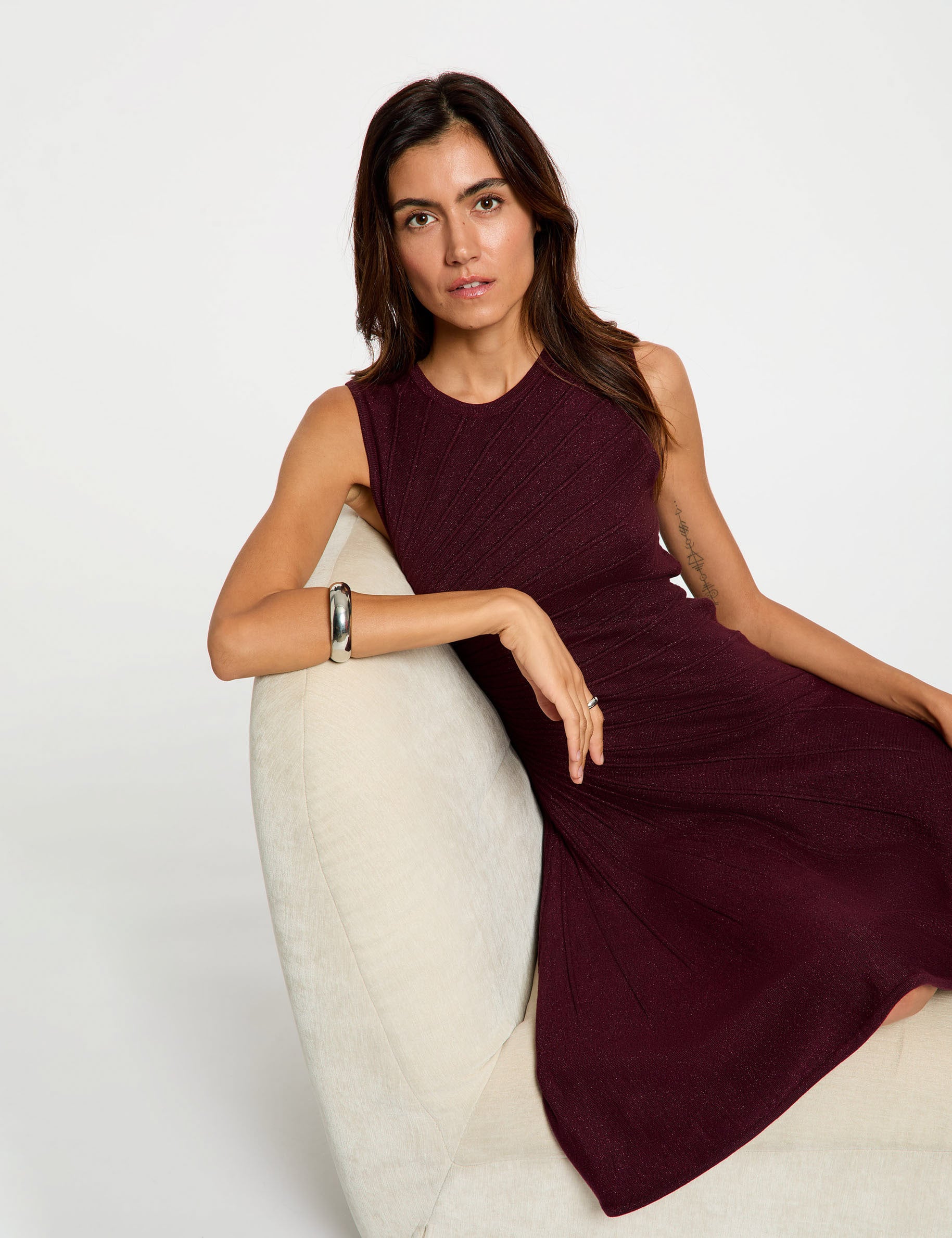 Vestido de punto sin mangas ciruela mujer