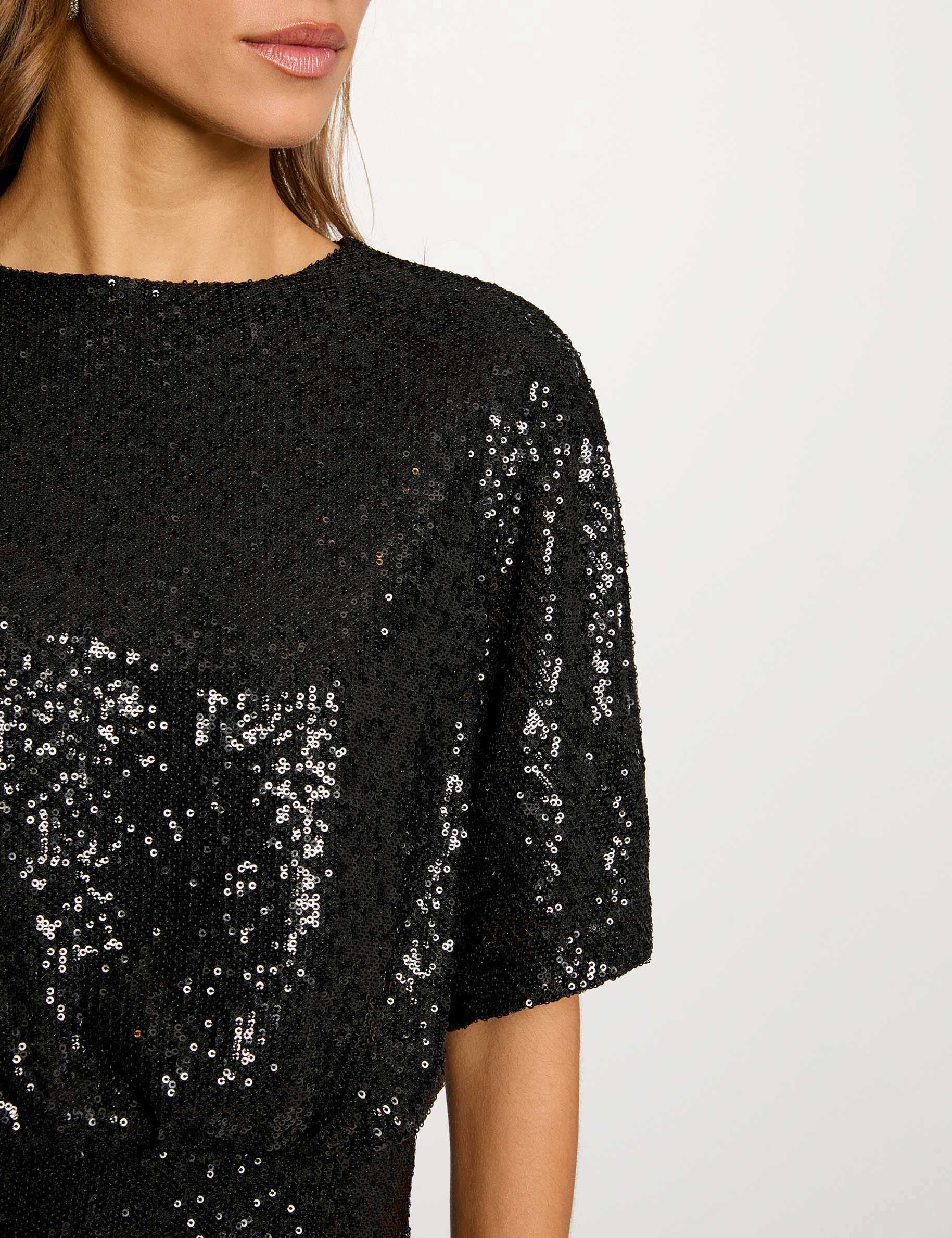 Vestido corto de lentejuelas negro mujer