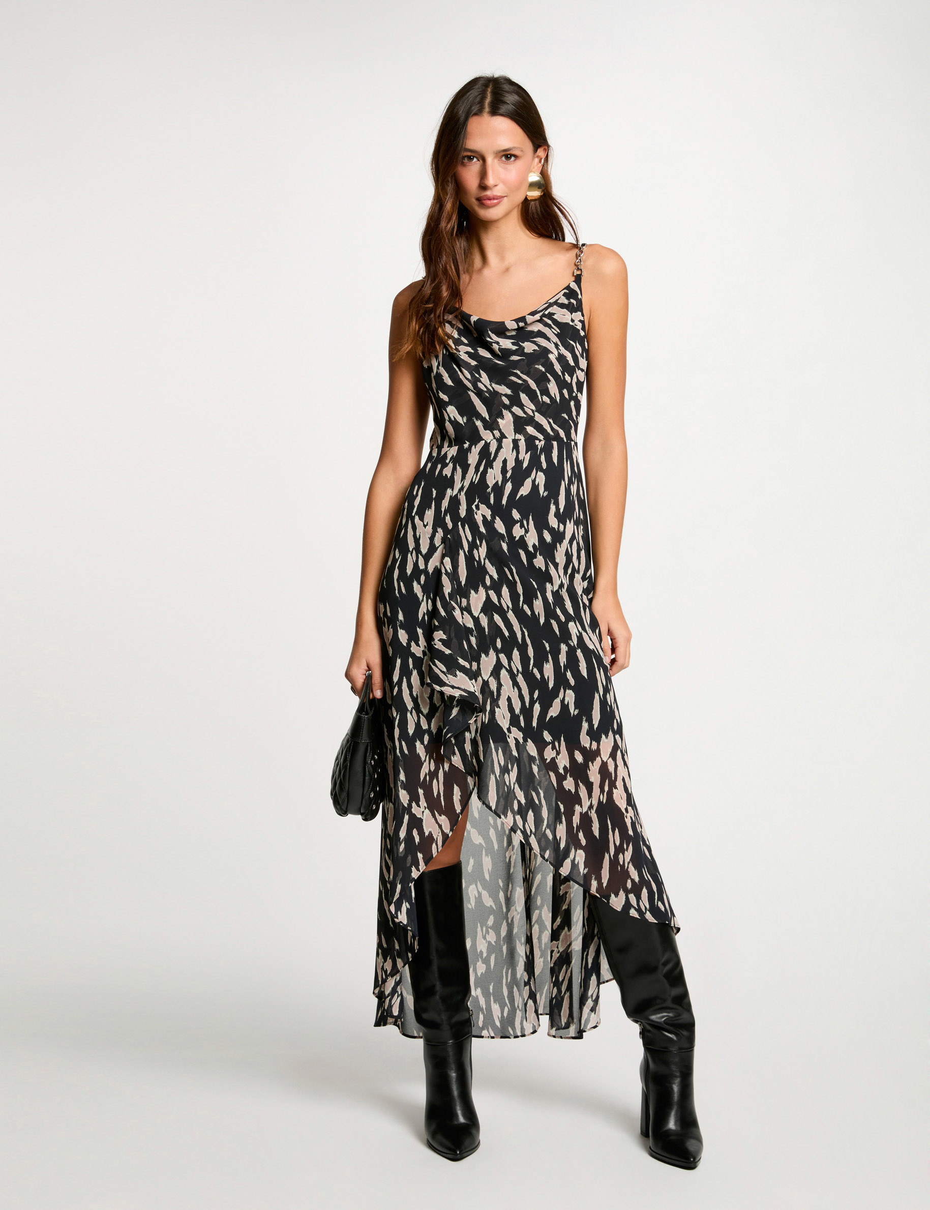 vestido largo estampado negro mujer Vestido largo estampado negro mujer