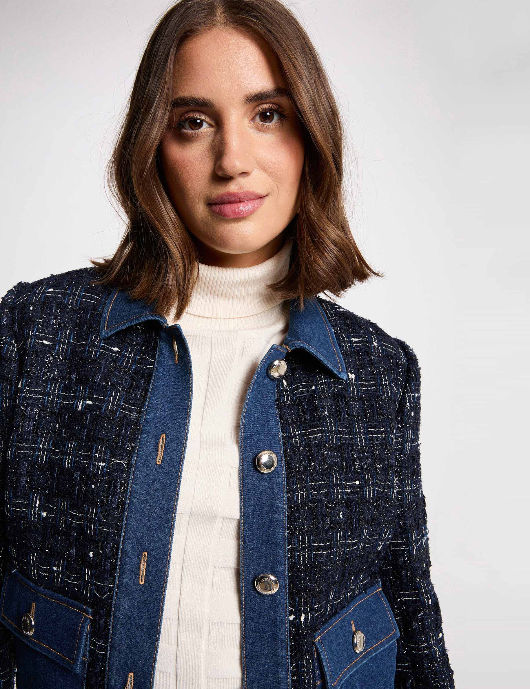 Chaqueta corta entallada multicolor mujer