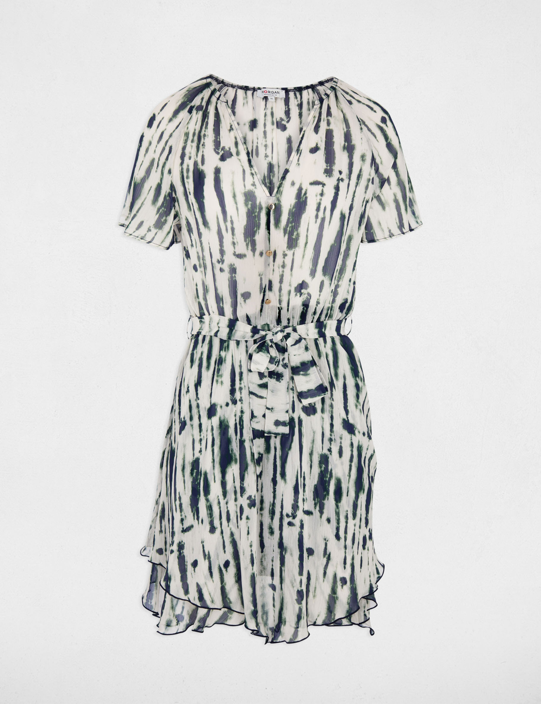 Vestido corto con cuello en V multicolor mujer