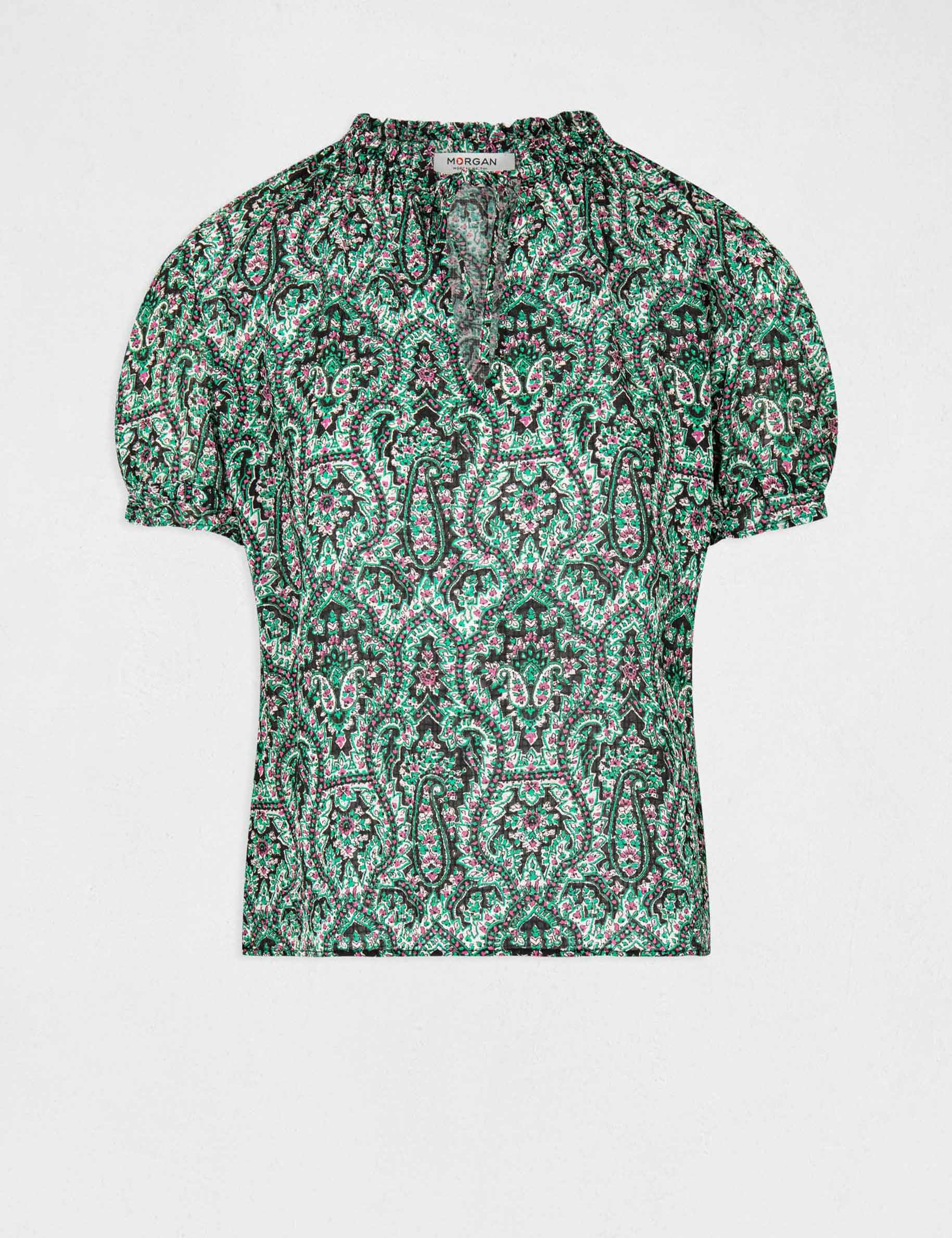 blusa manga corta estampada multico mujer Blusa manga corta estampada multico mujer