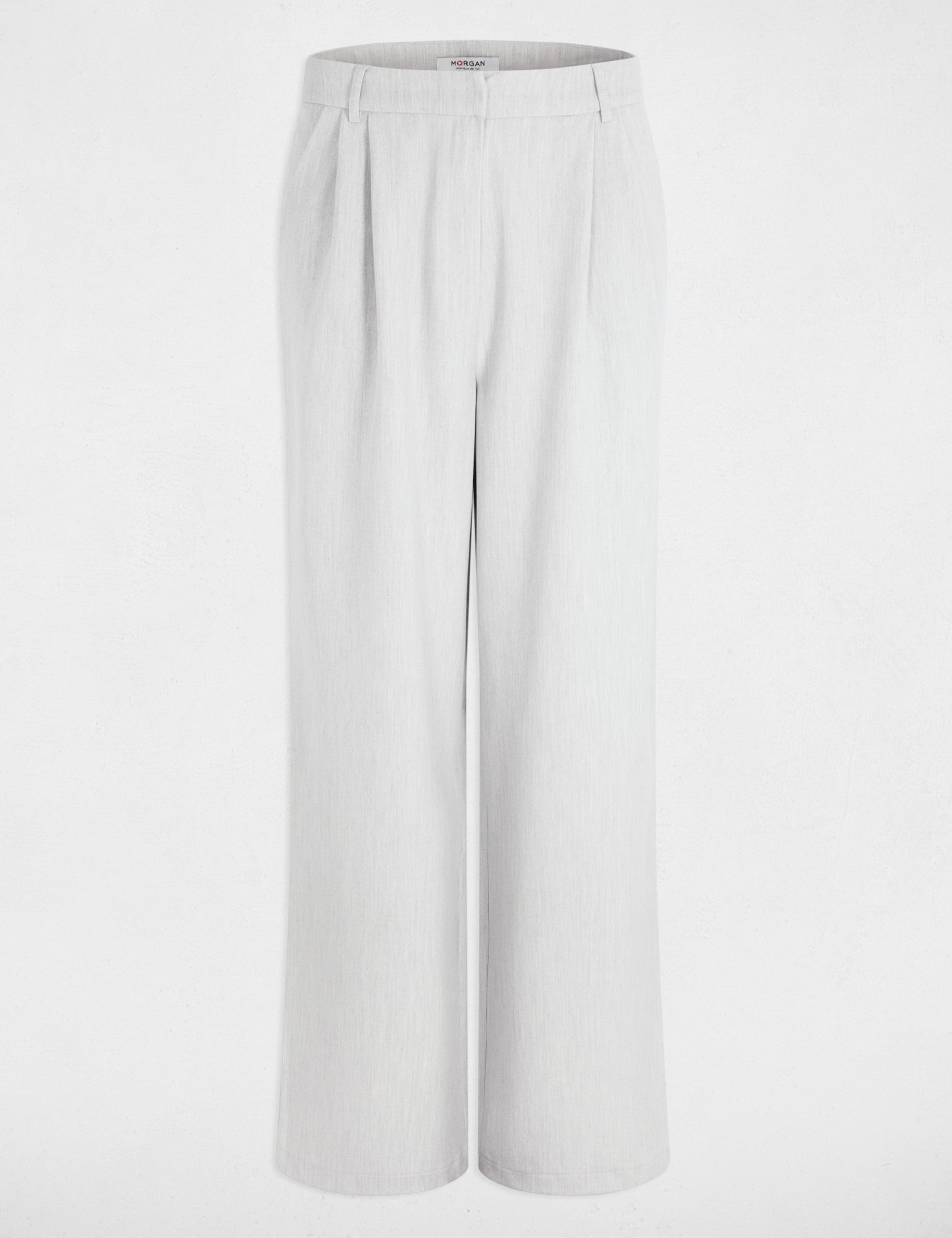Pantal&oacute;n ancho de tiro alto gris claro mujer