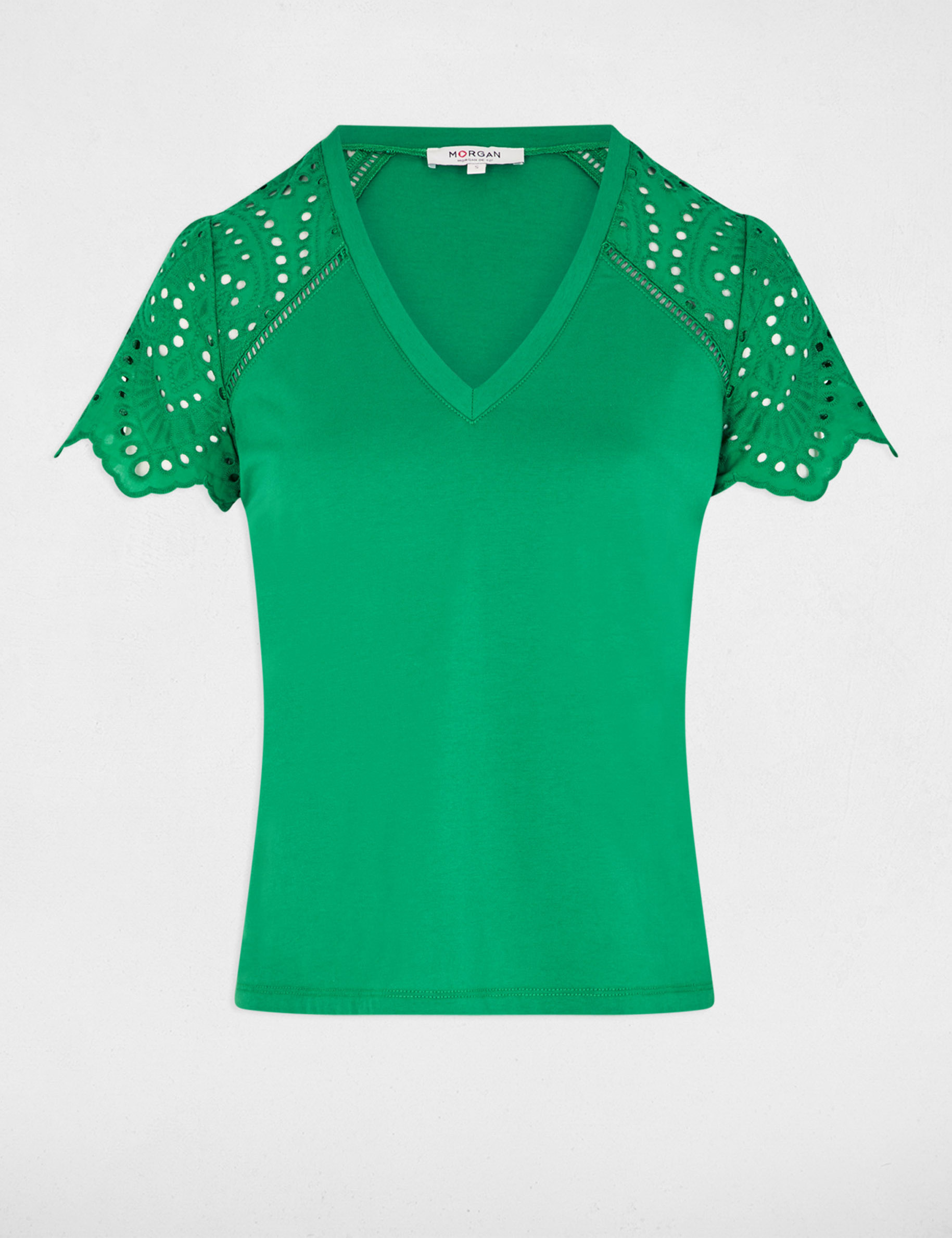 Camiseta manga corta verde pradera mujer