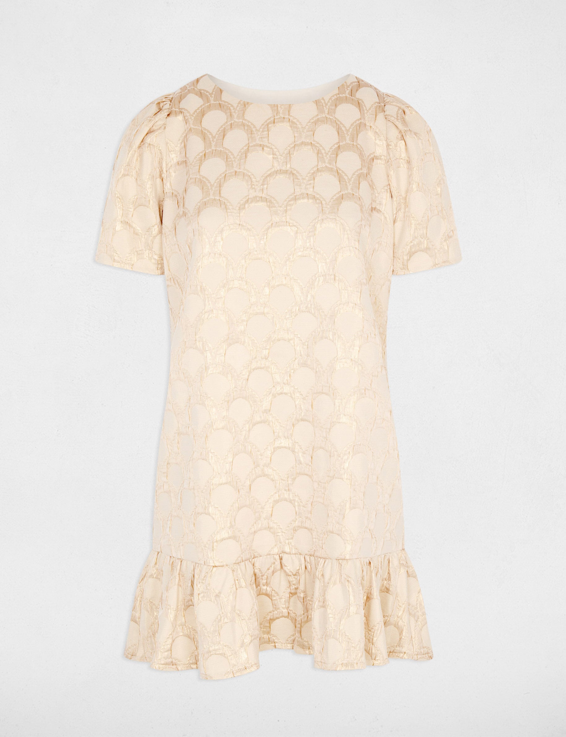 Vestido corto jacquard rosa pastel mujer