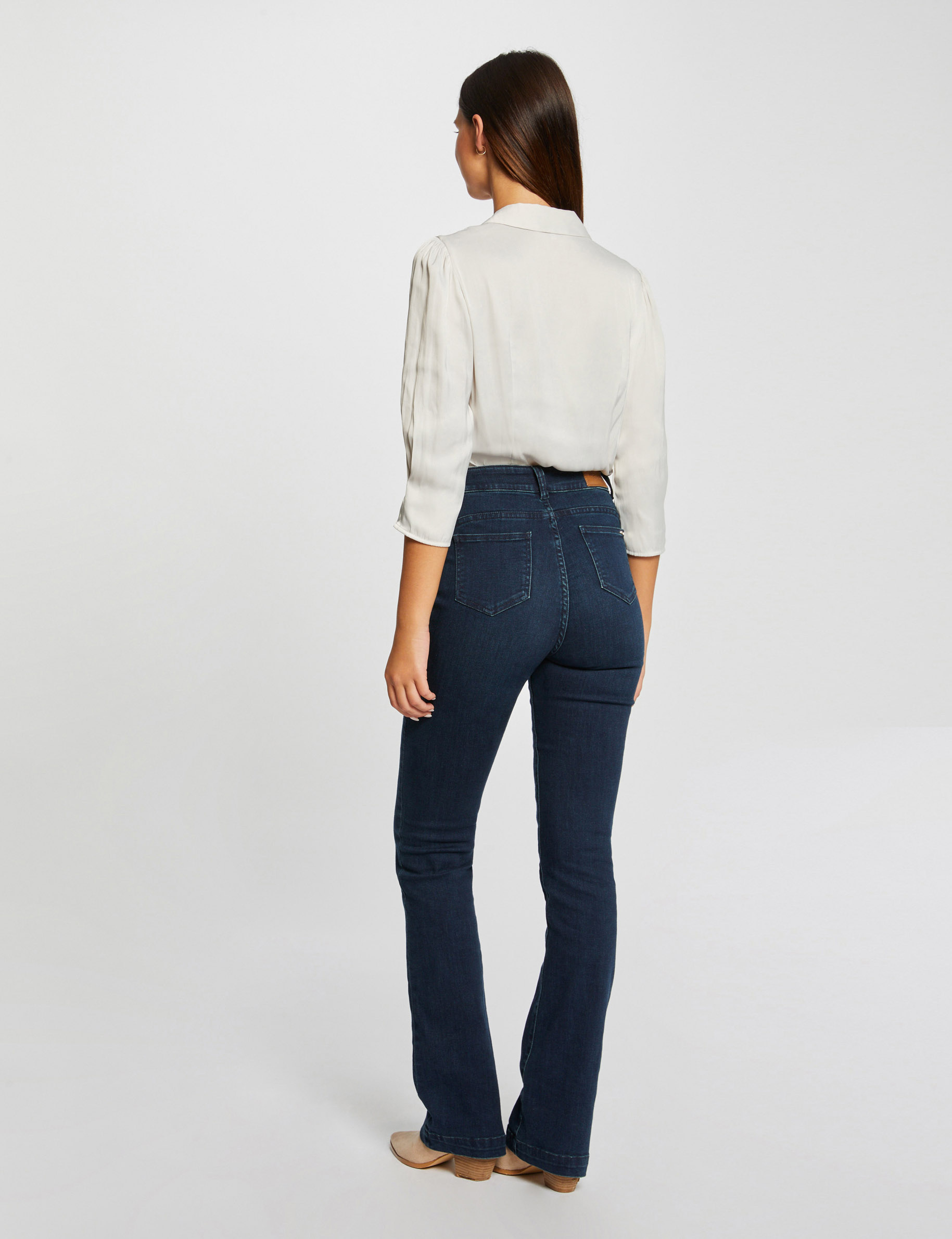 camisa manga 34 de saten crudo medio mujer Camisa manga 3/4 de satén crudo medio mujer