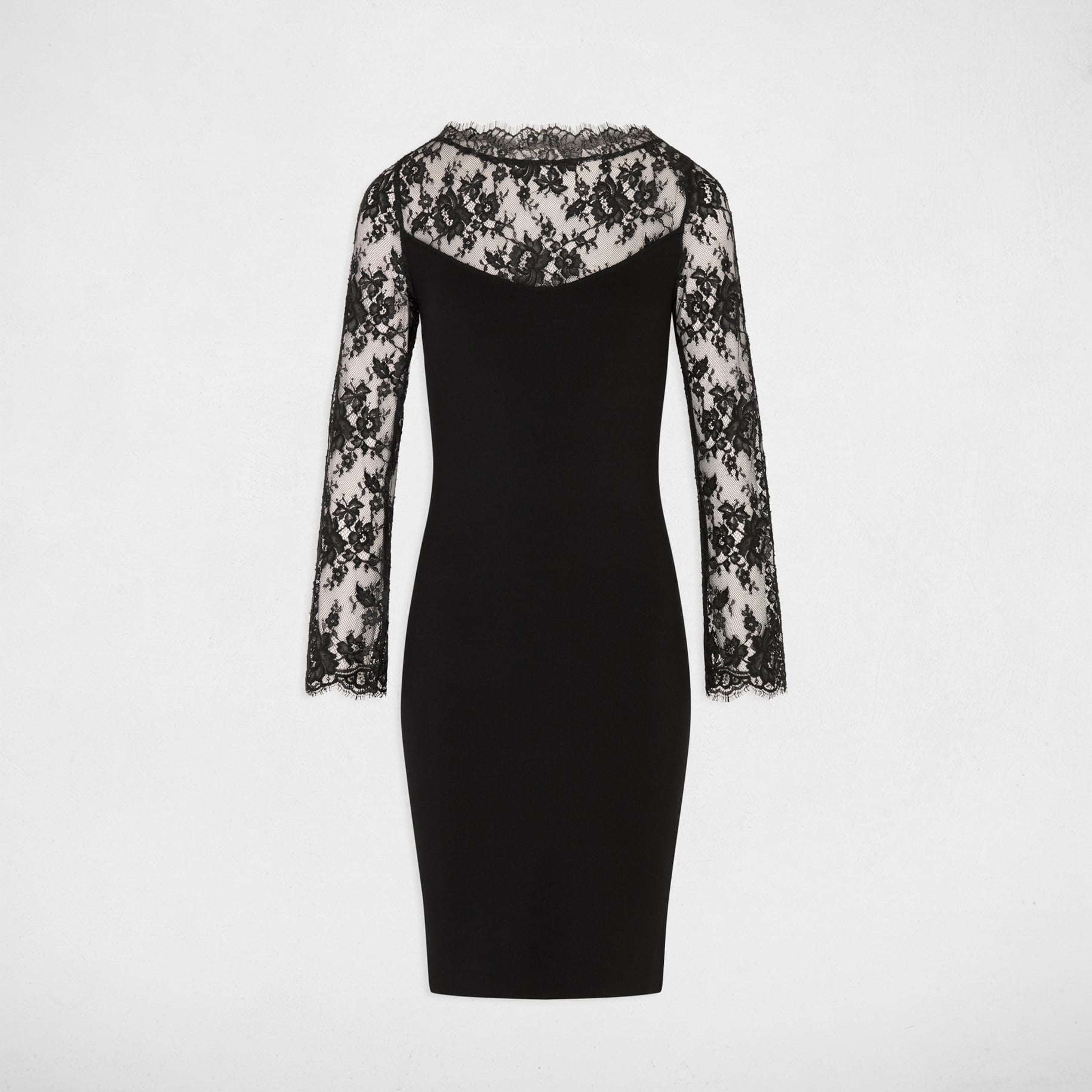 Vestido de punto con encaje negro mujer