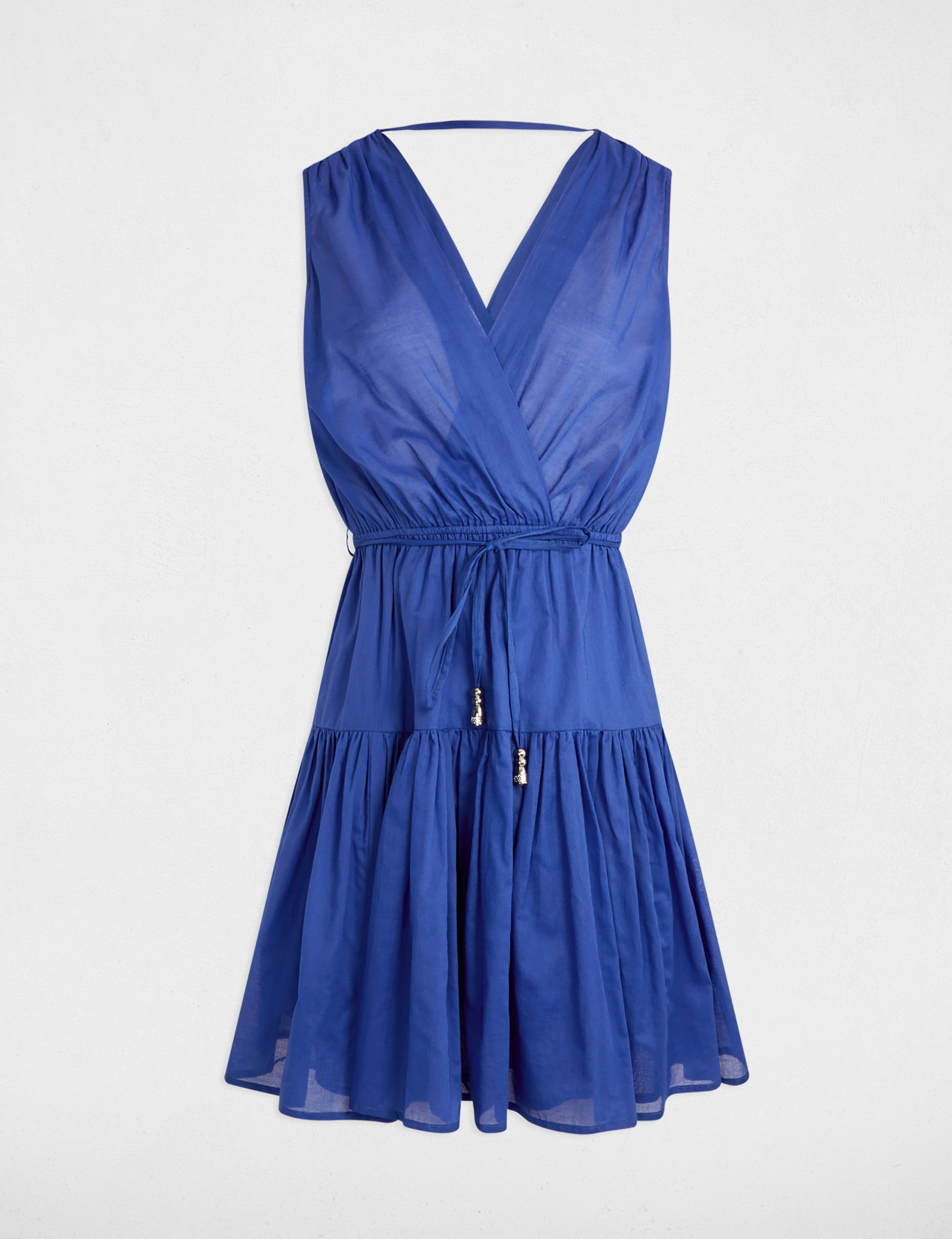Vestido corto acampanado azul eléctrico mujer