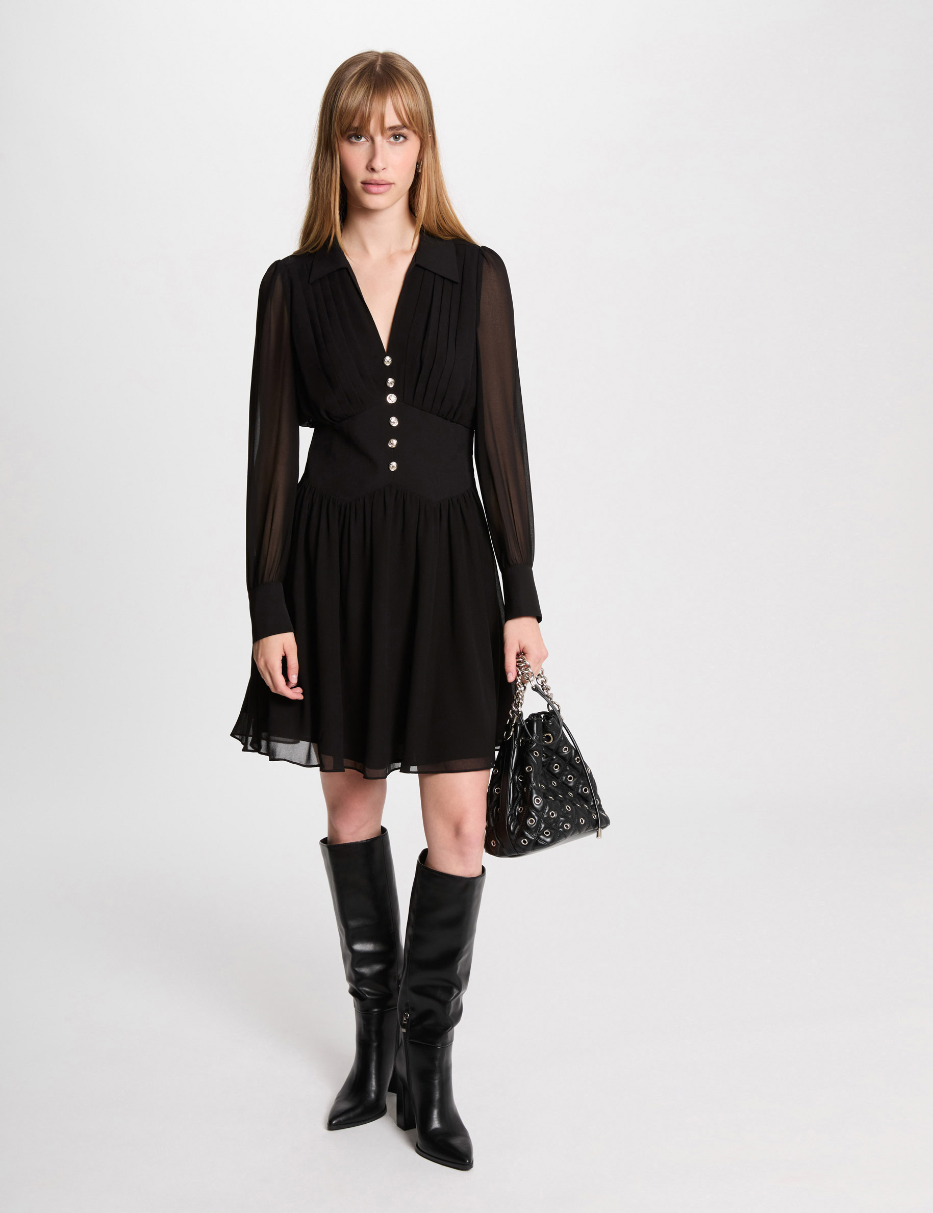 Vestido corto patinadora negro mujer