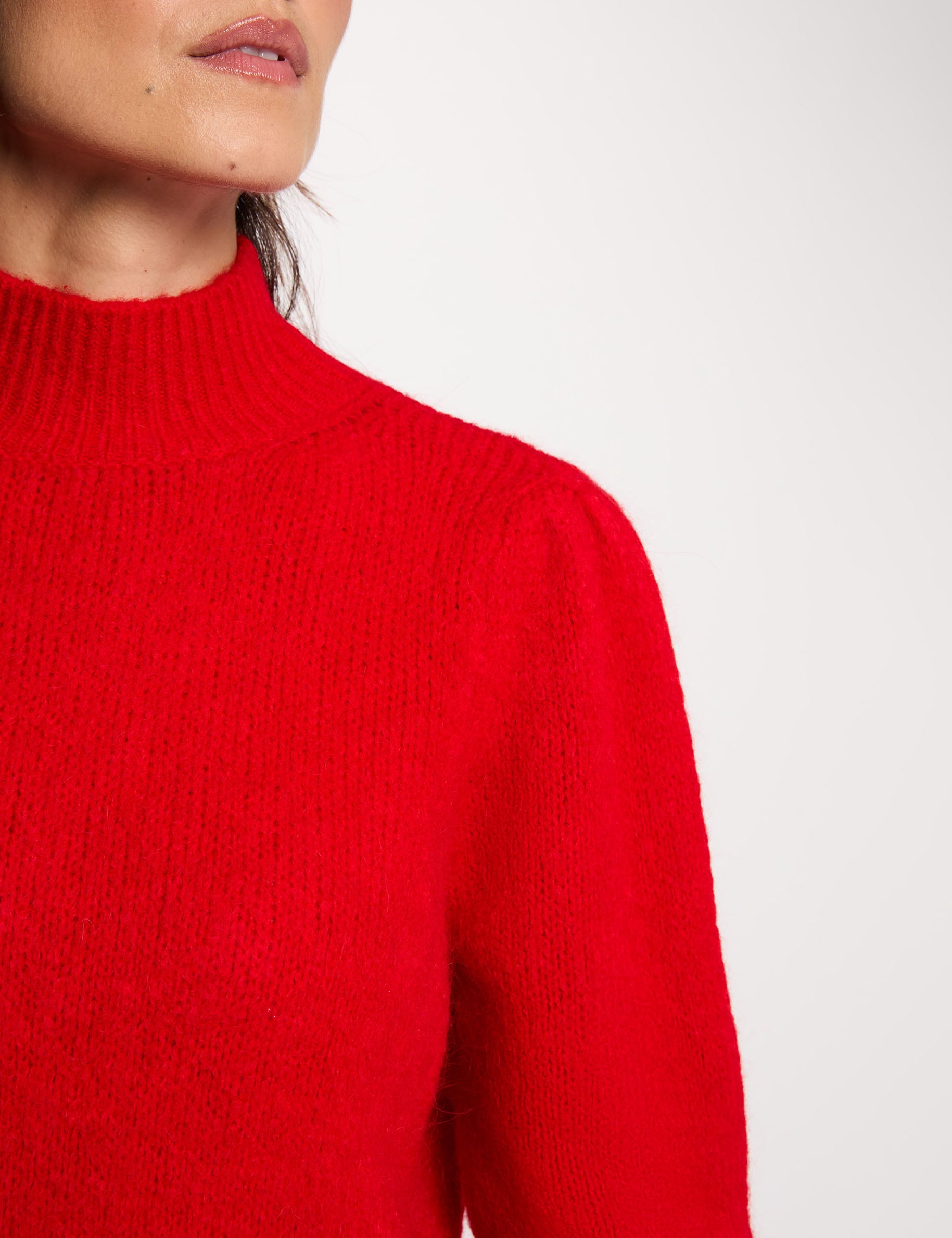 Jersey con cuello alto rojo mujer