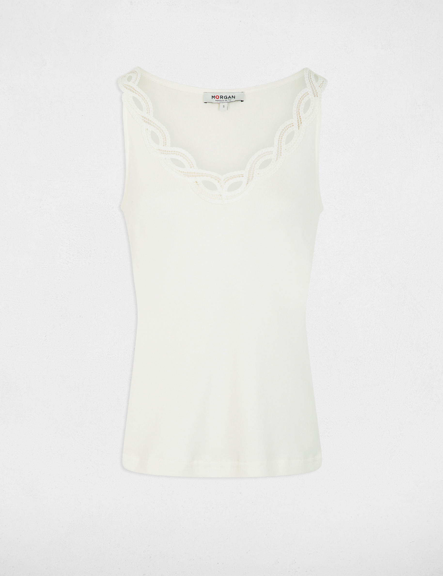 Top ajustado con cuello en v blanco mujer