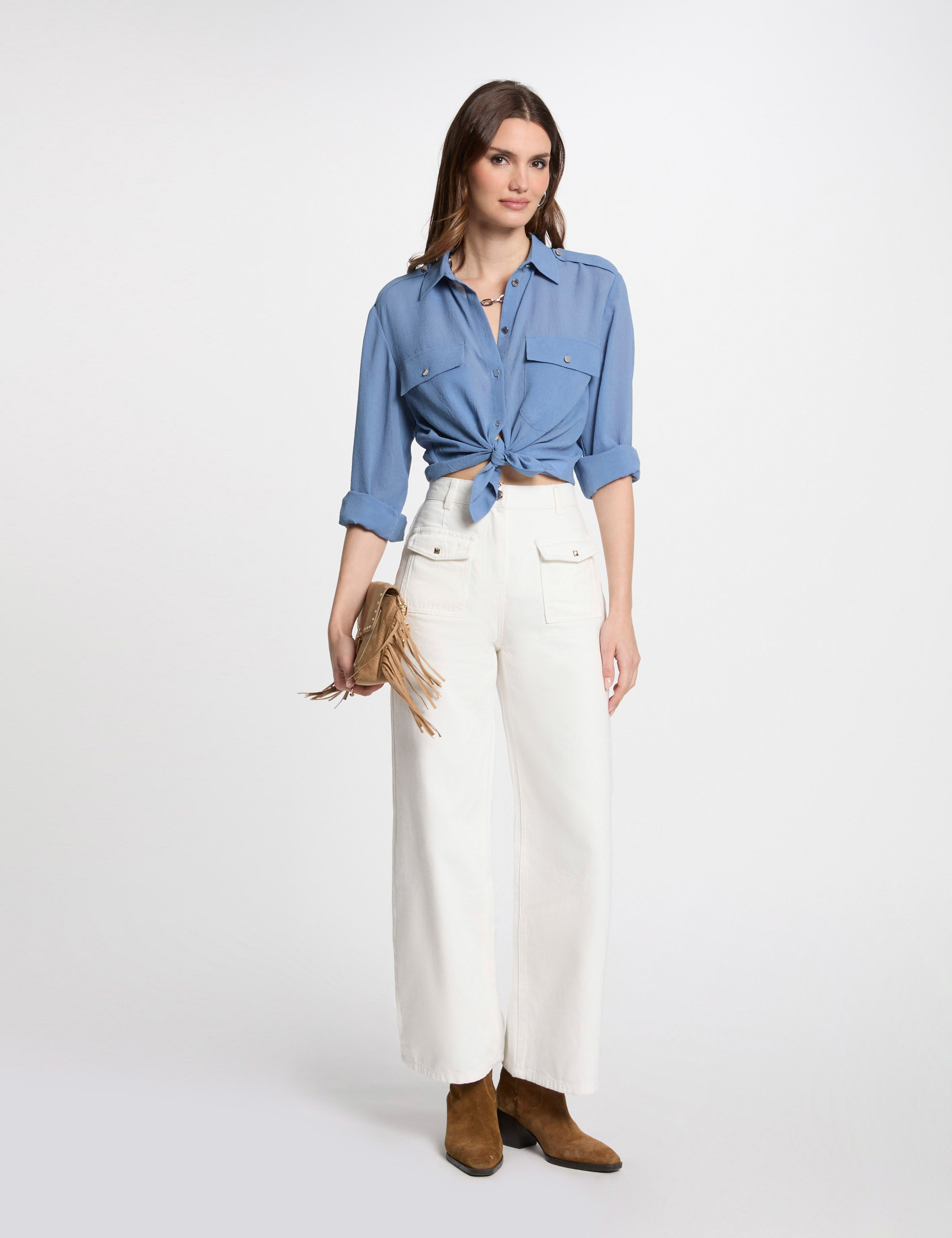 camisa manga larga bleu gris mujer Camisa manga larga bleu gris mujer
