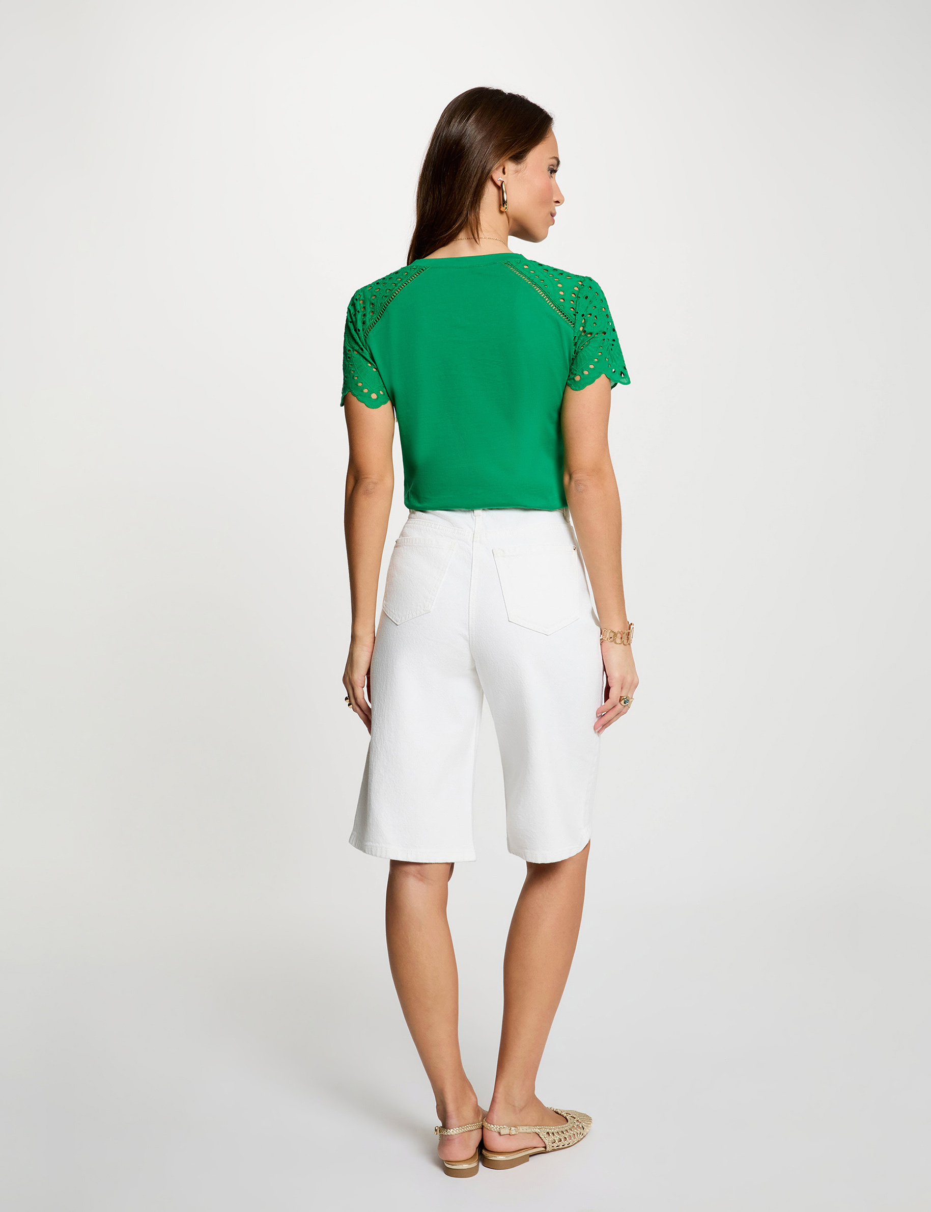 Camiseta manga corta verde pradera mujer