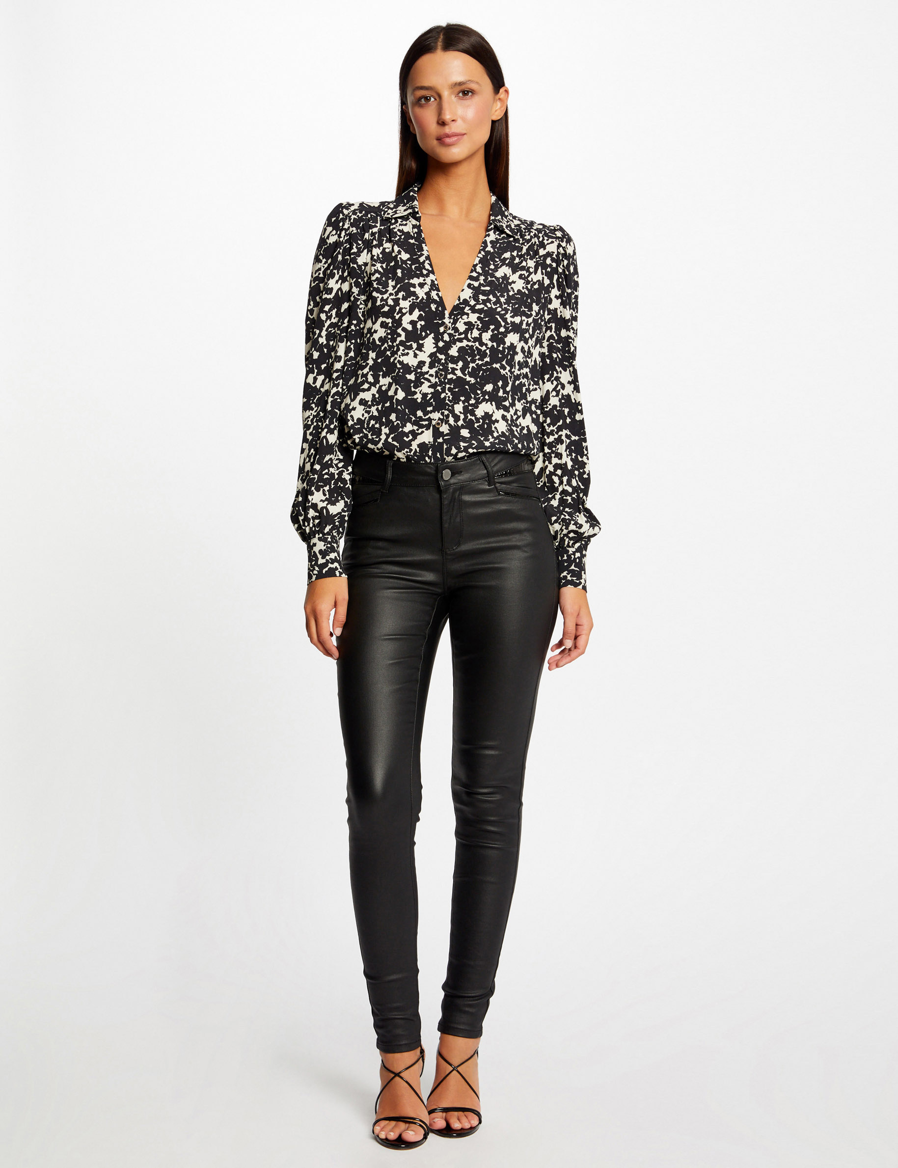 pantalon skinny efecto mojado negro mujer Pantalón skinny efecto mojado negro mujer