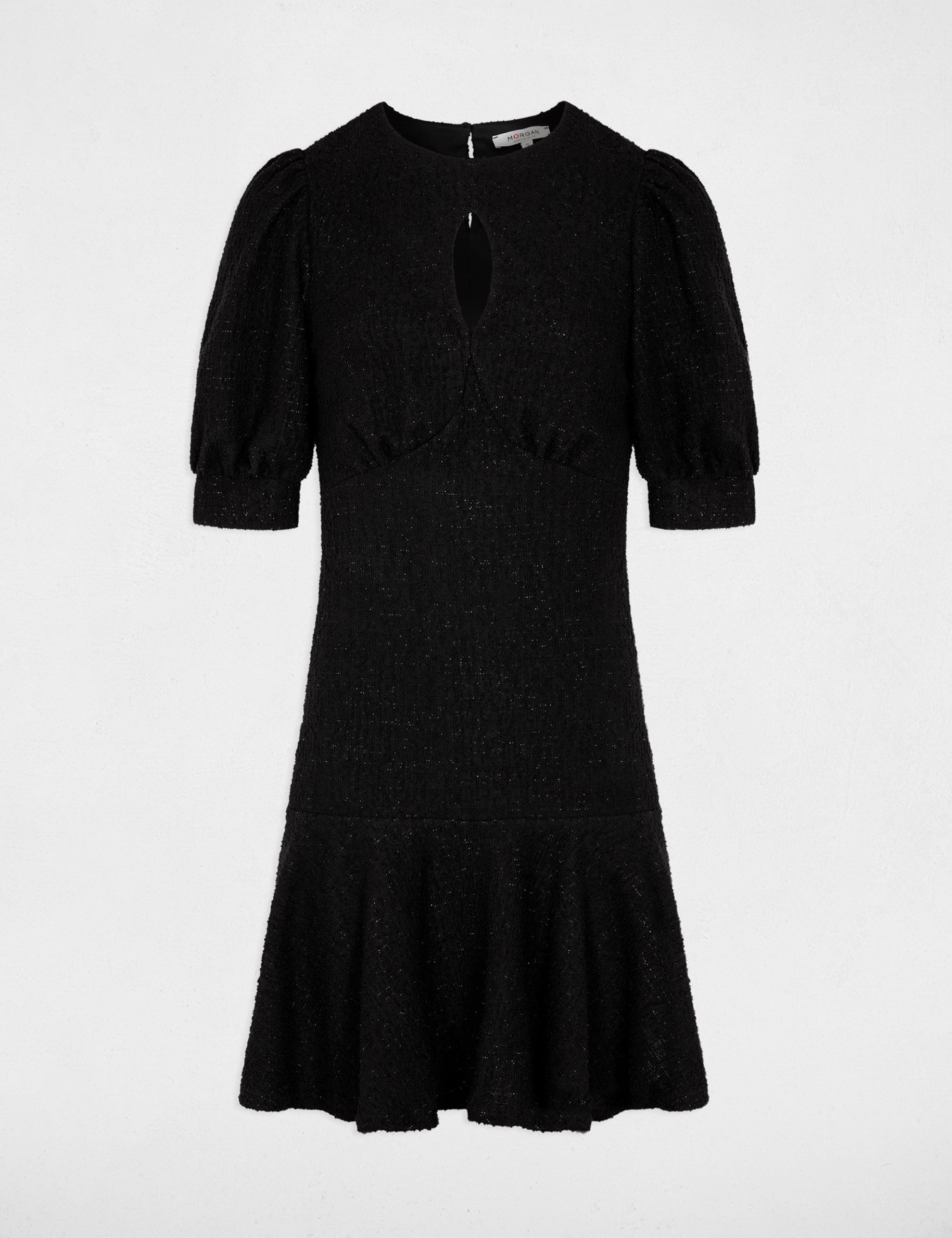 Vestido con mangas abullonadas negro mujer