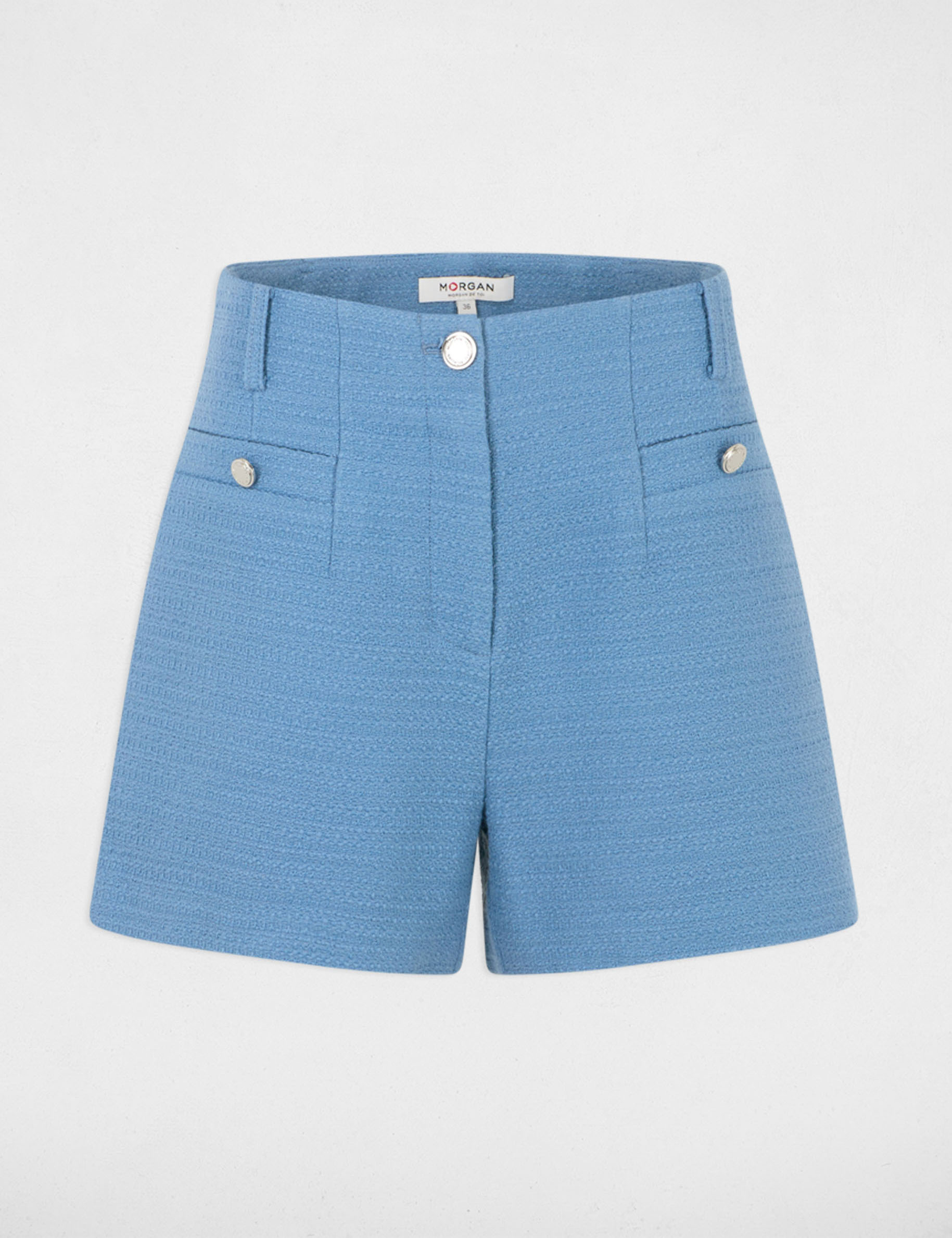 short recto tweed bleu gris mujer Short recto tweed bleu gris mujer