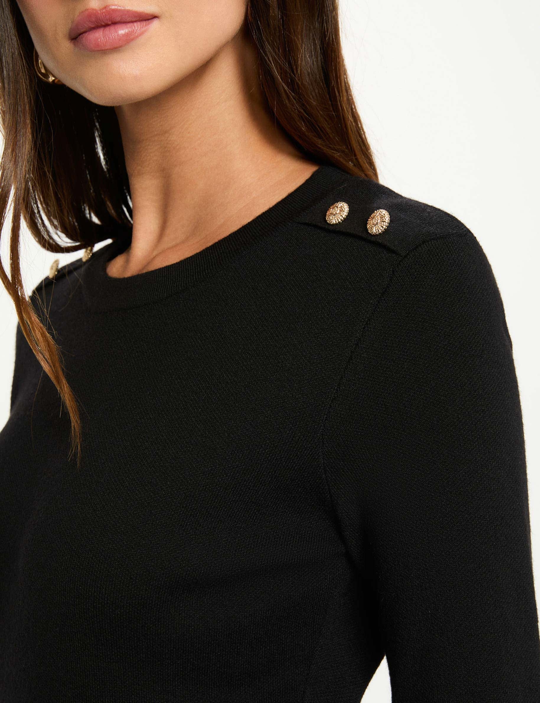 Vestido corto de punto trapezoidal negro mujer