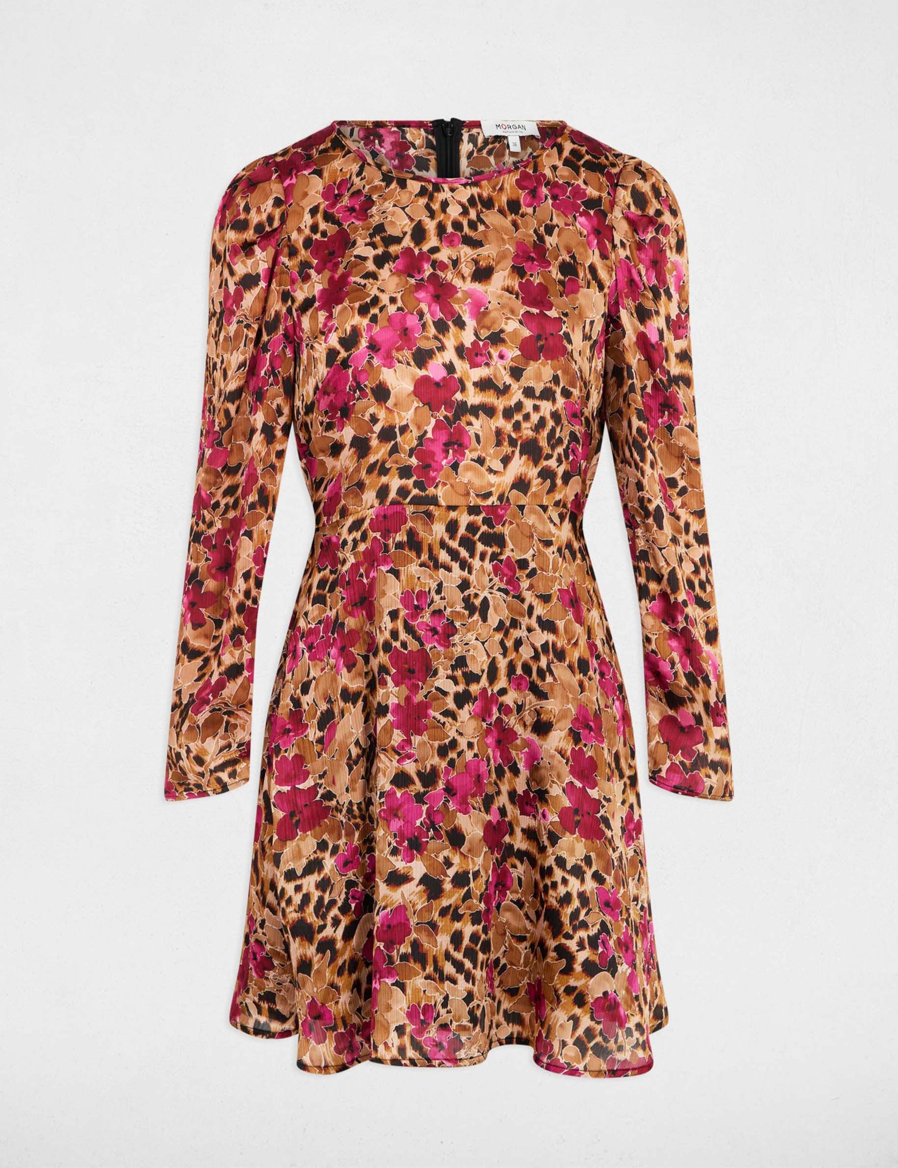 Vestido corto plisado multicolor mujer Morgan