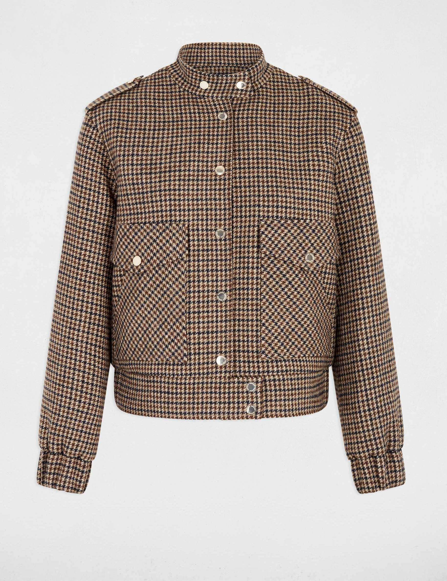 Chaqueta de tweed con cuello mao multicolor mujer