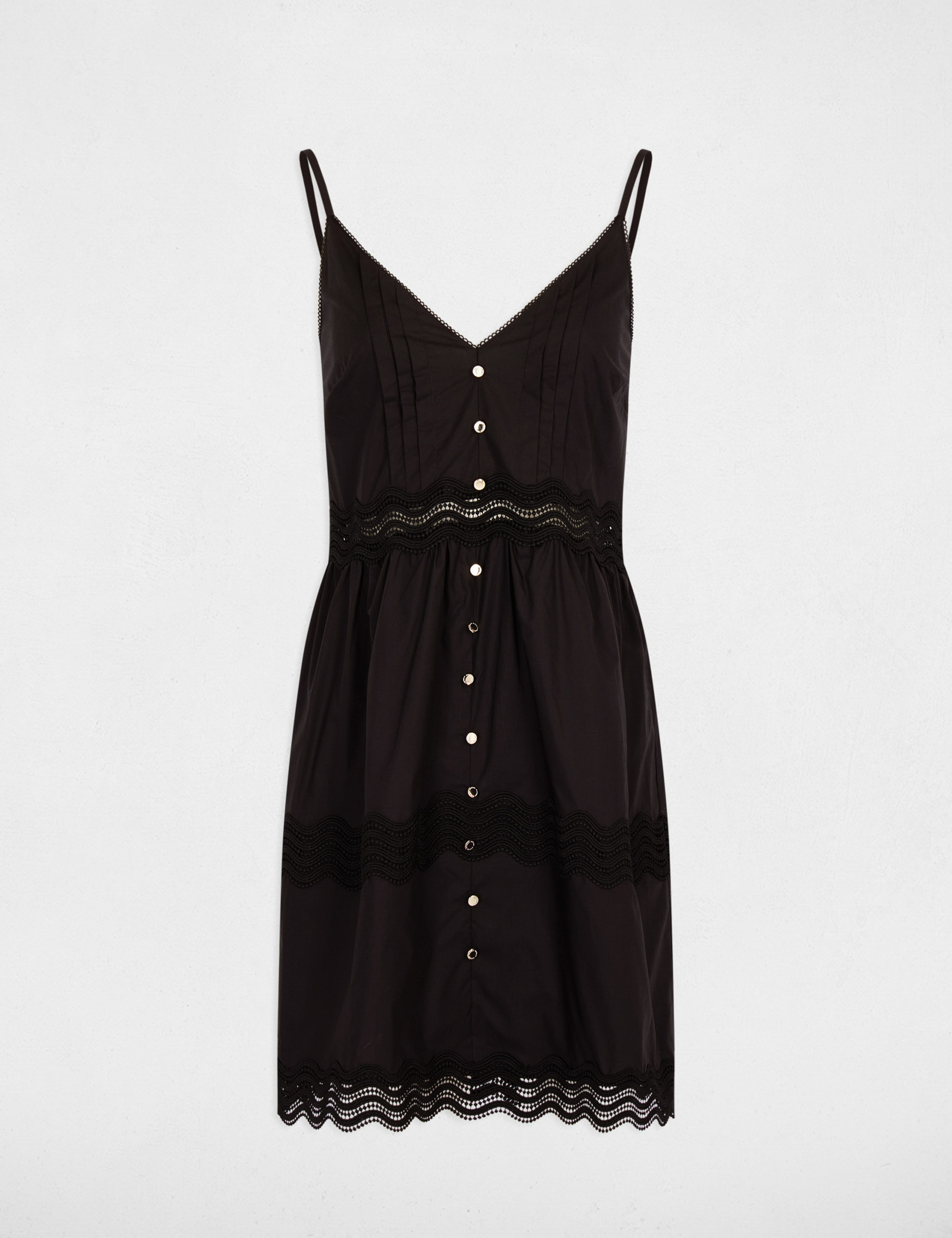Vestido tirantes finos cuello v negro mujer