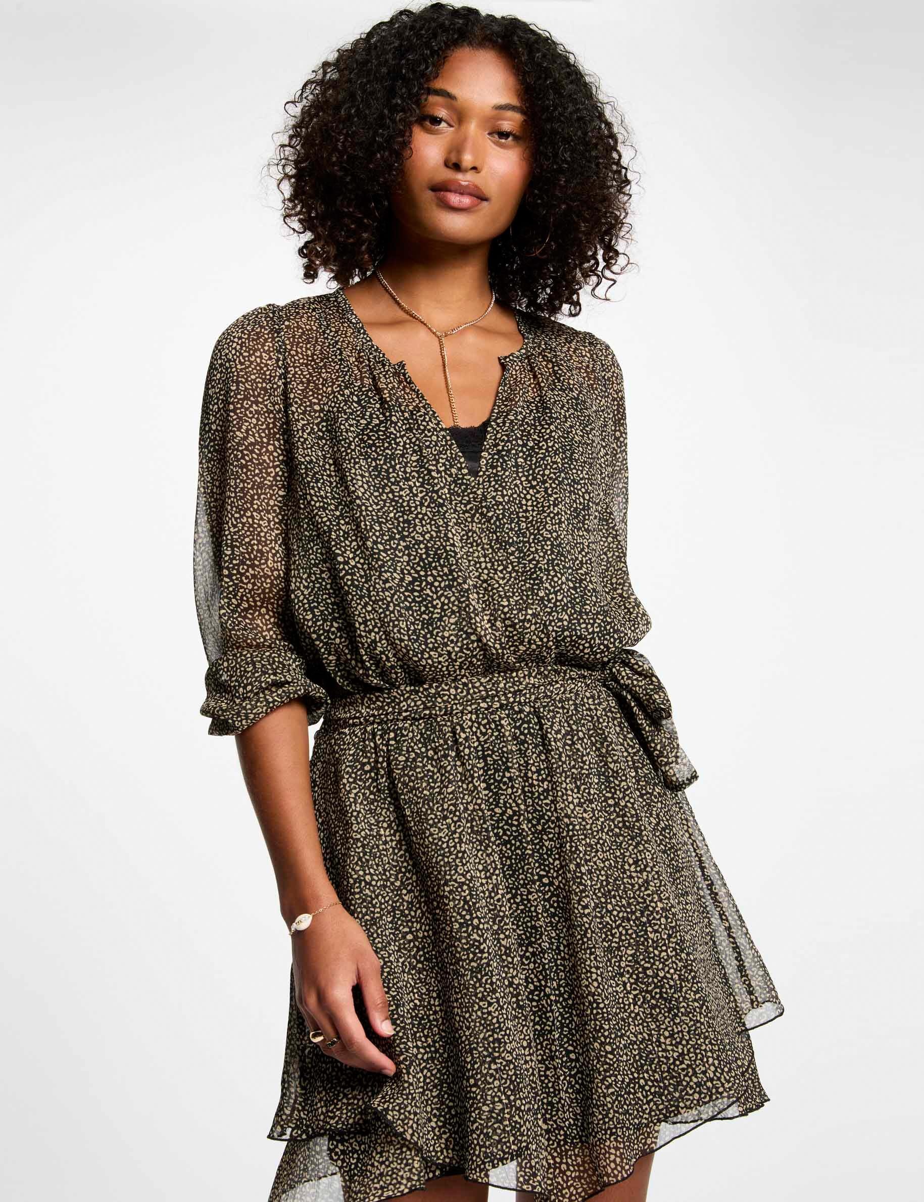 vestido acampanado estampado multicolor mujer Vestido acampanado estampado multicolor mujer