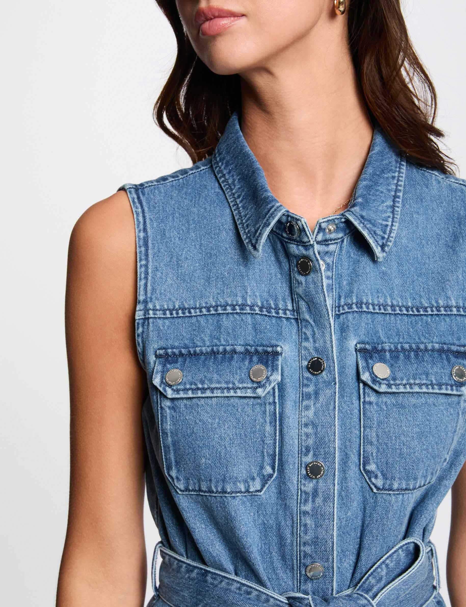 vestido midi evase vaquero denim stone mujer Vestido midi evasé vaquero denim stone mujer