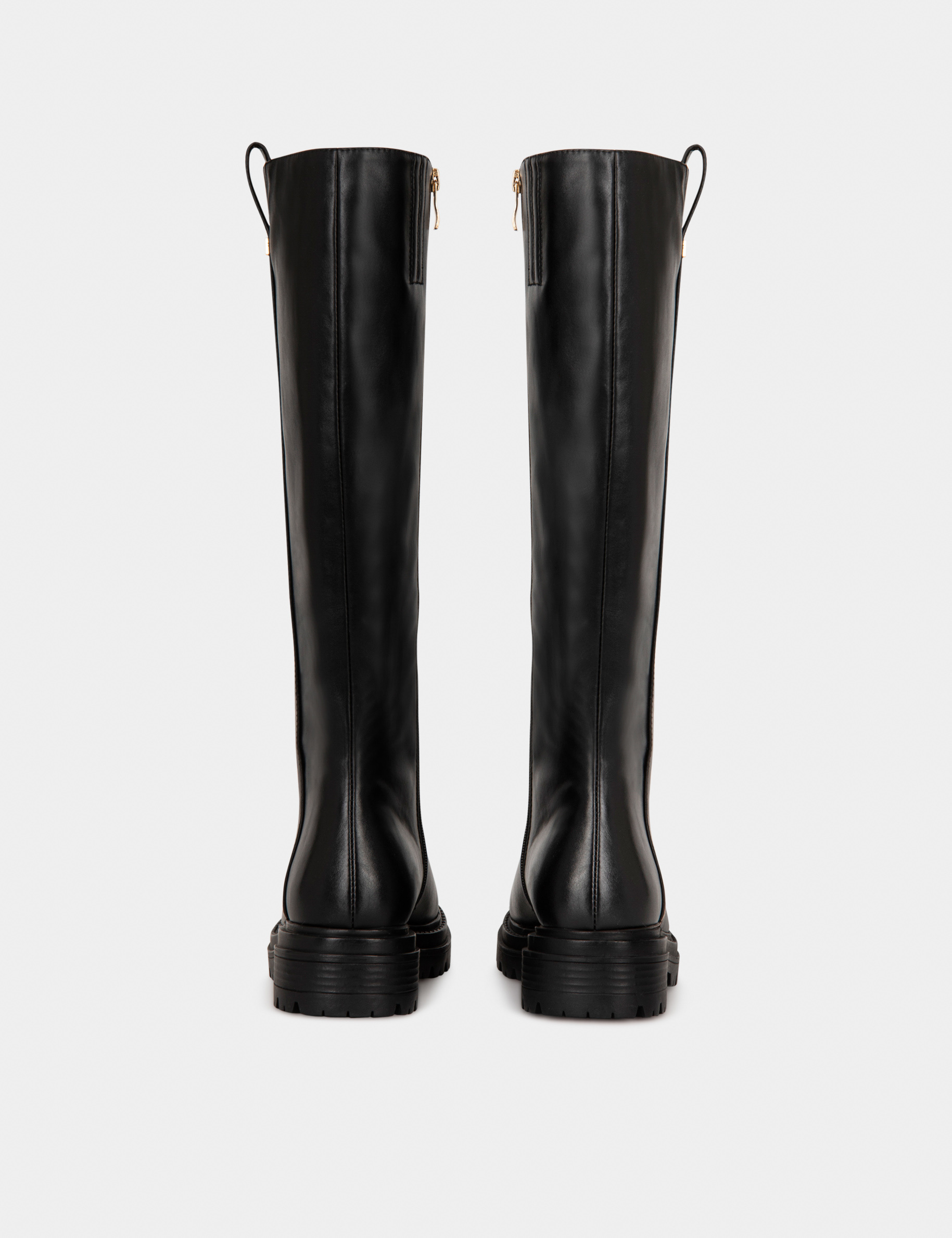 botas planos con suela gruesa negro mujer Botas planos con suela gruesa negro mujer