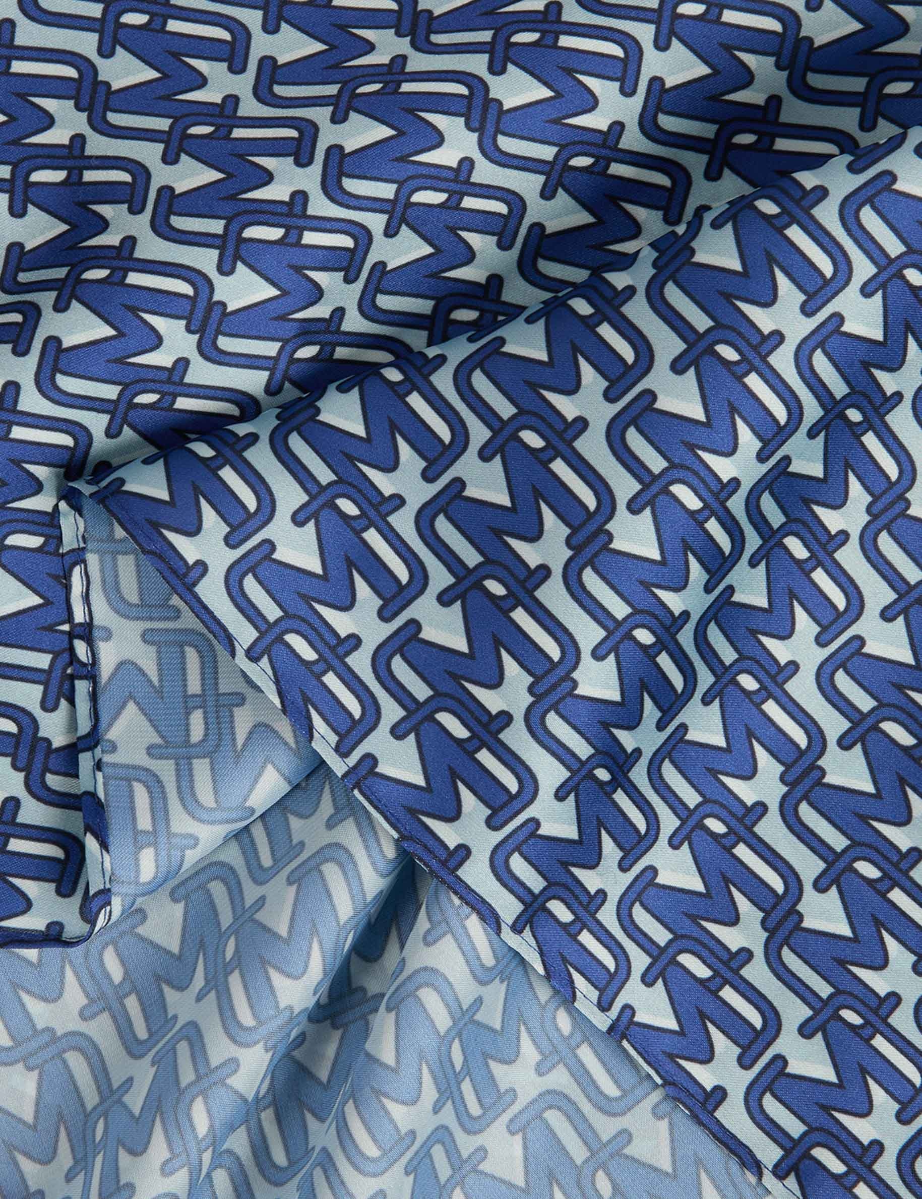 Fular de satén estampado azul mujer