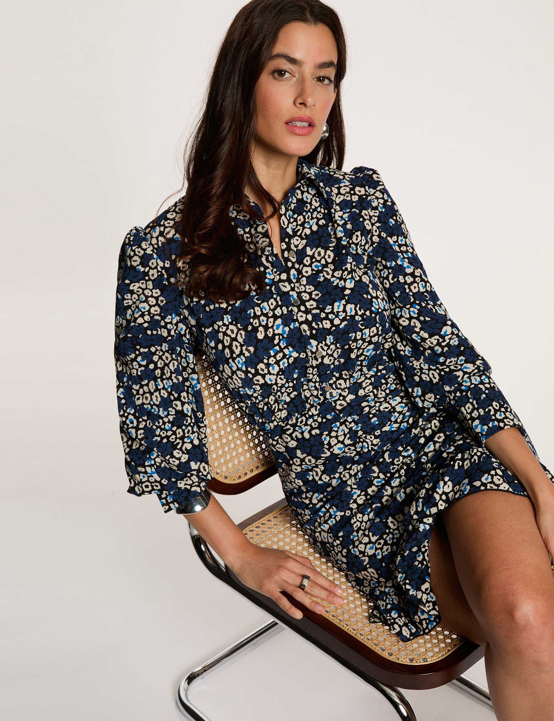 Vestido corto fluido multicolor mujer